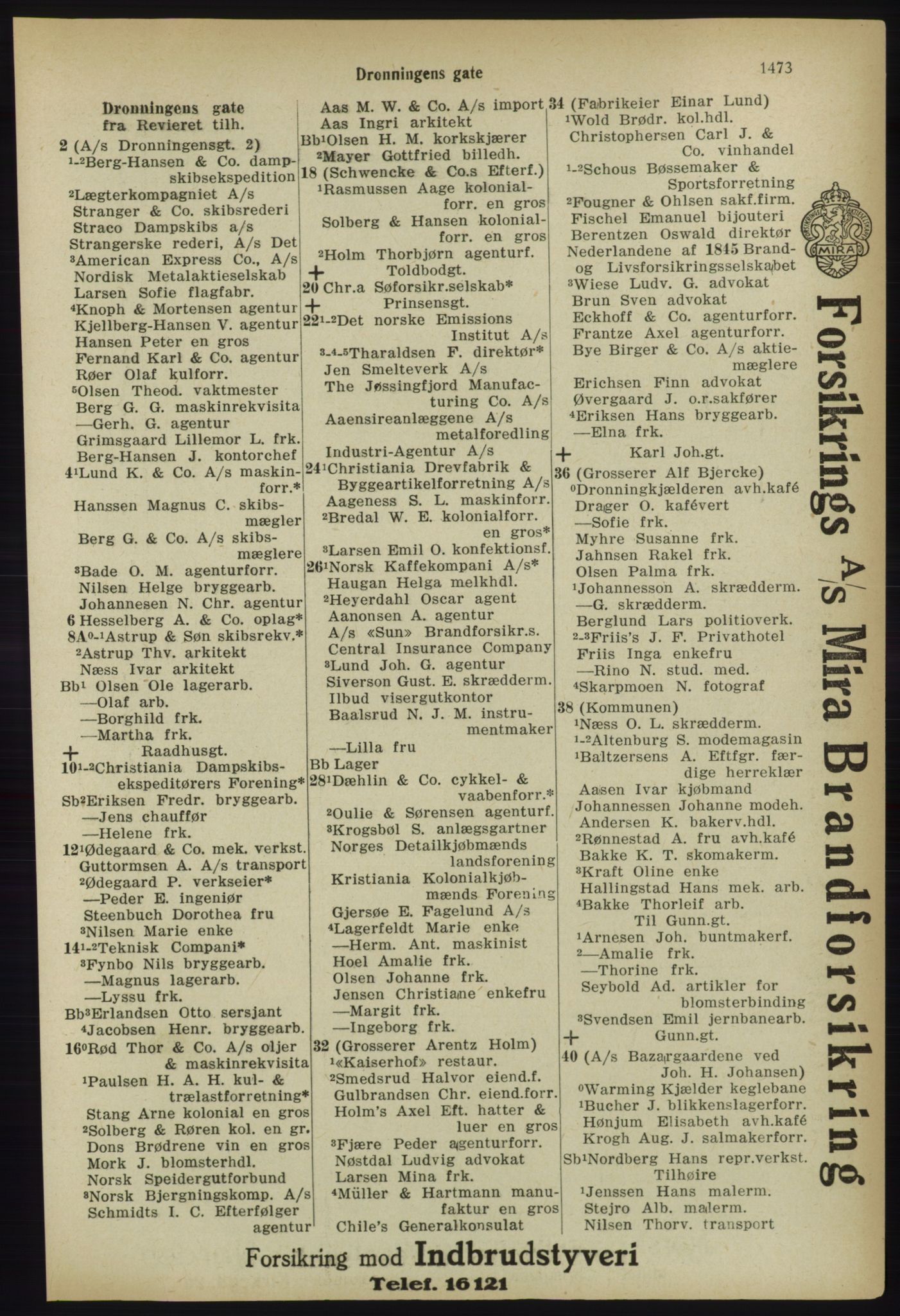 Kristiania/Oslo adressebok, PUBL/-, 1918, s. 1626