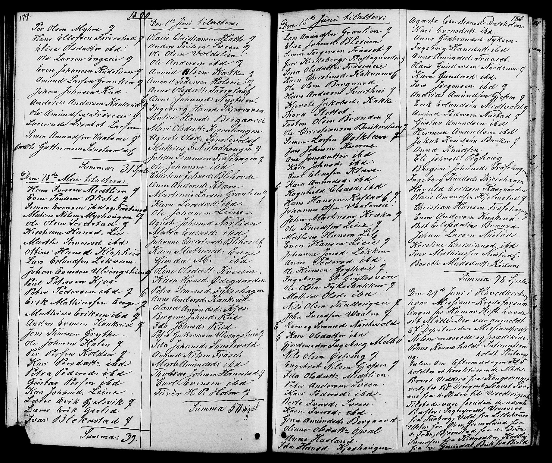 Østre Gausdal prestekontor, AV/SAH-PREST-092/H/Ha/Hab/L0001: Klokkerbok nr. 1, 1863-1893, s. 179-180