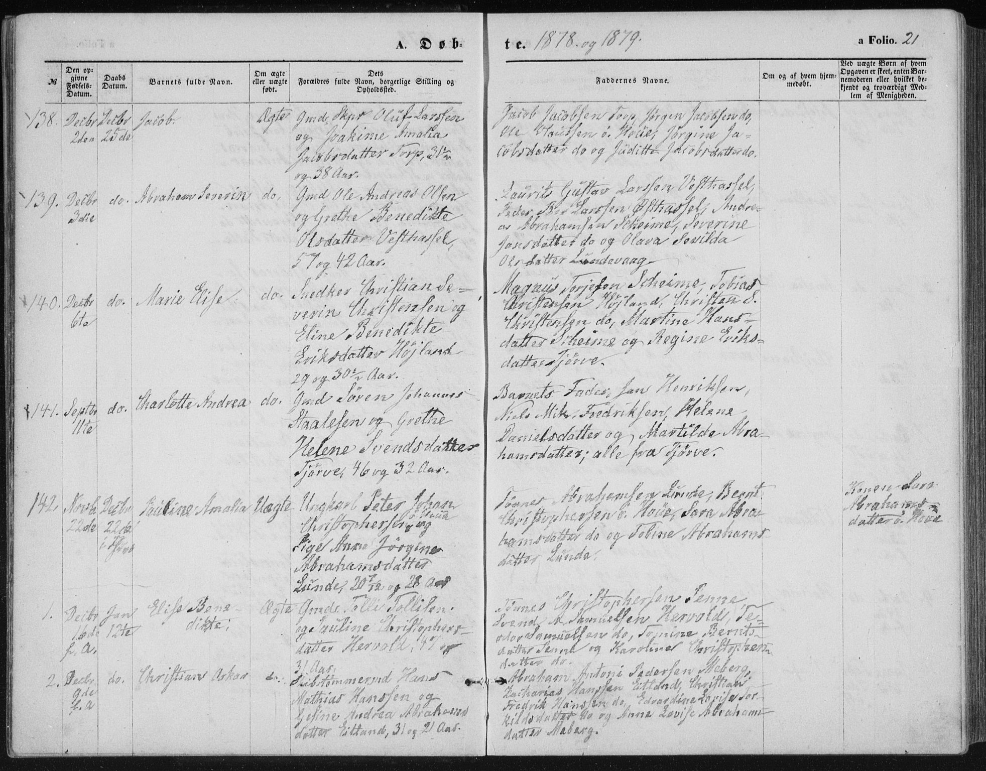 Lista sokneprestkontor, SAK/1111-0027/F/Fb/L0004: Klokkerbok nr. B 4, 1877-1891, s. 21