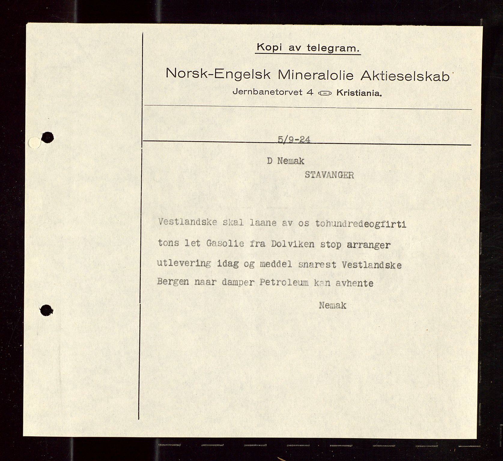 Pa 1521 - A/S Norske Shell, AV/SAST-A-101915/E/Ea/Eaa/L0013: Sjefskorrespondanse, 1924, s. 664