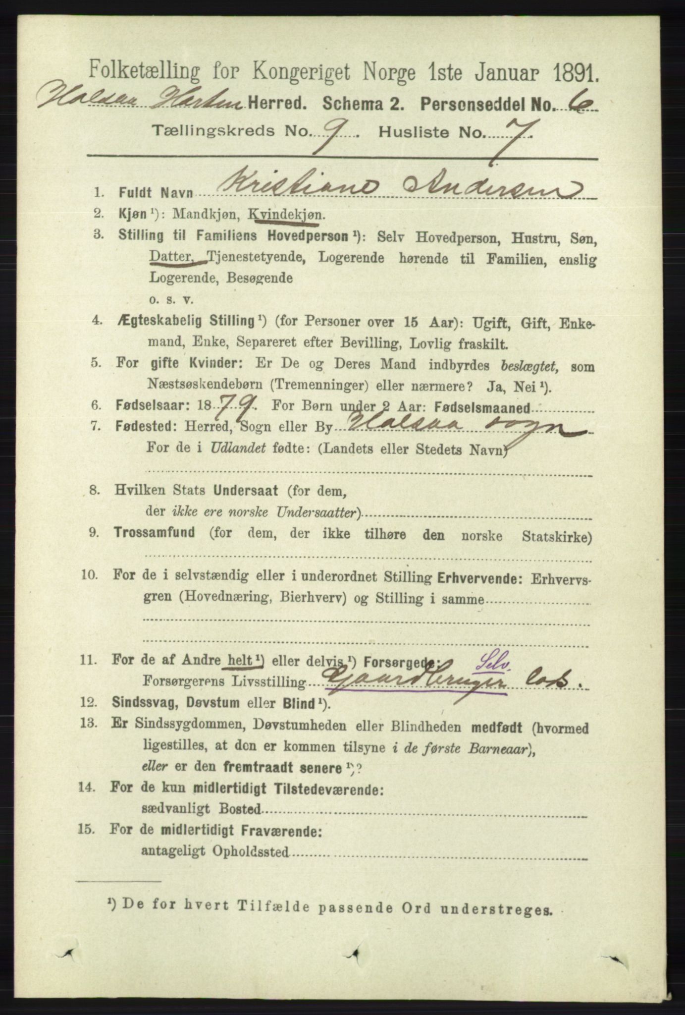 RA, Folketelling 1891 for 1019 Halse og Harkmark herred, 1891, s. 3647