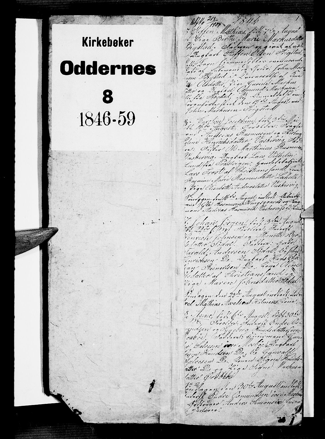 Oddernes sokneprestkontor, SAK/1111-0033/F/Fb/Fba/L0005: Klokkerbok nr. B 5, 1846-1859
