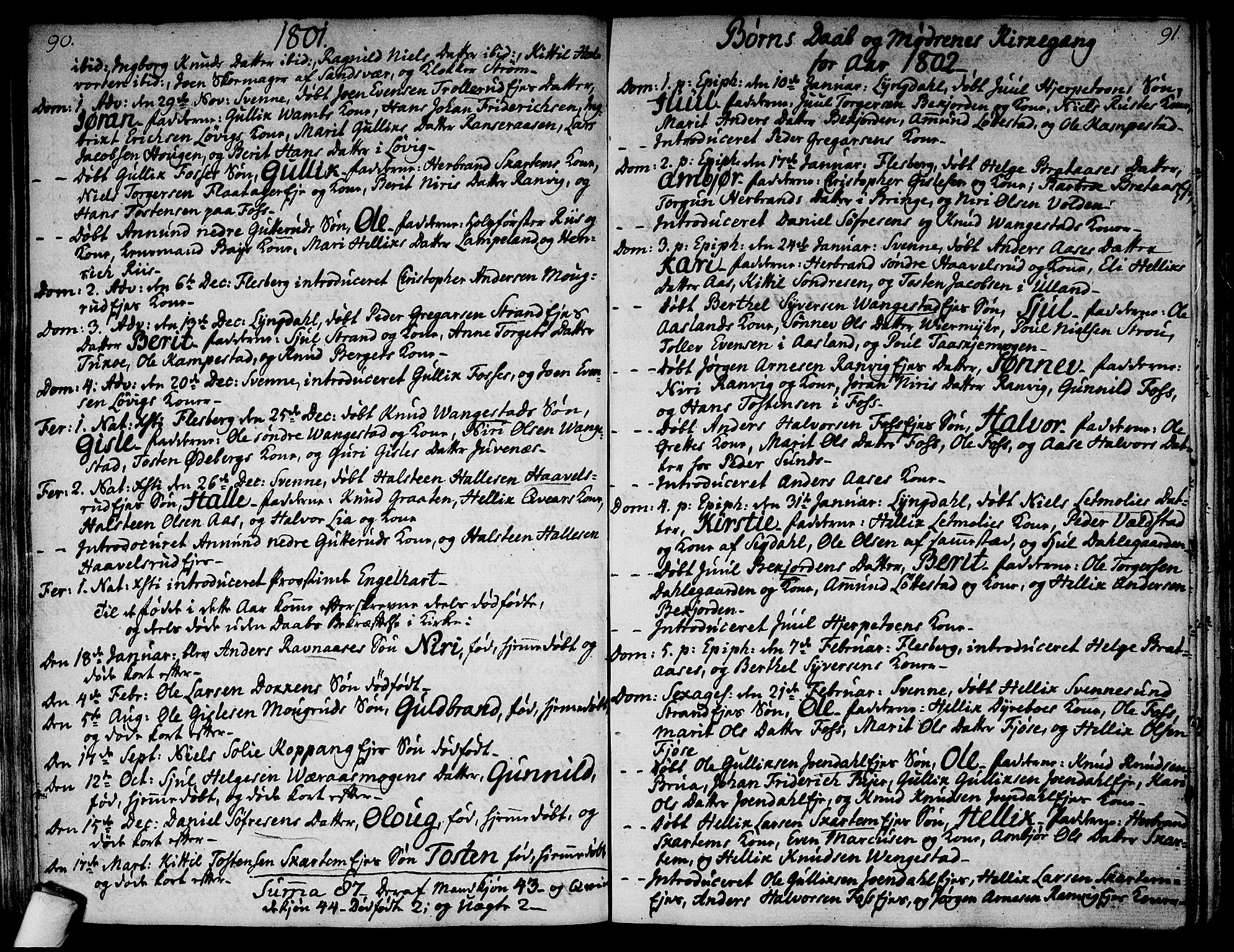 Flesberg kirkebøker, SAKO/A-18/F/Fa/L0004: Ministerialbok nr. I 4, 1788-1815, s. 90-91