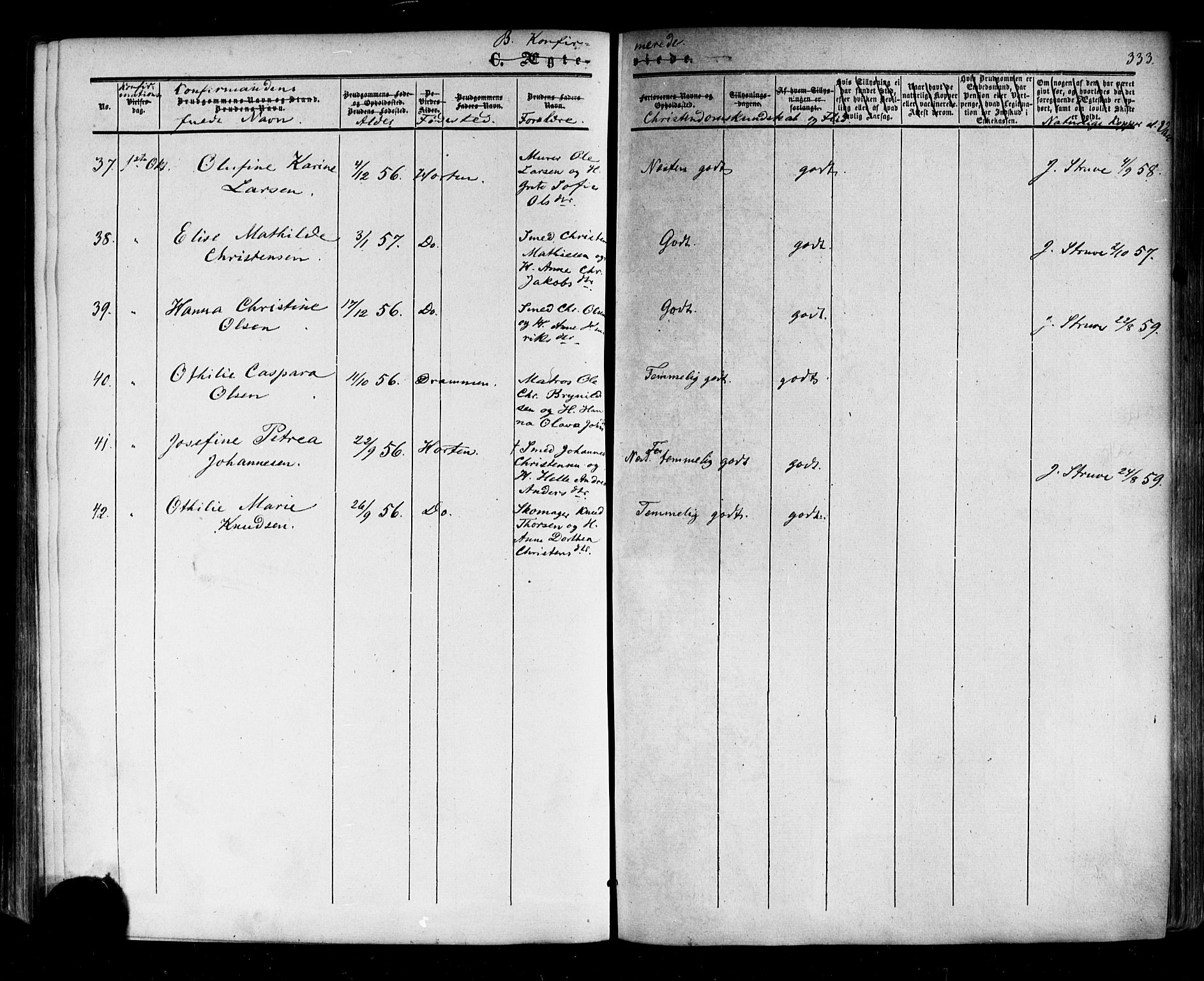 Horten kirkebøker, AV/SAKO-A-348/F/Fa/L0001: Ministerialbok nr. 1, 1855-1871, s. 333
