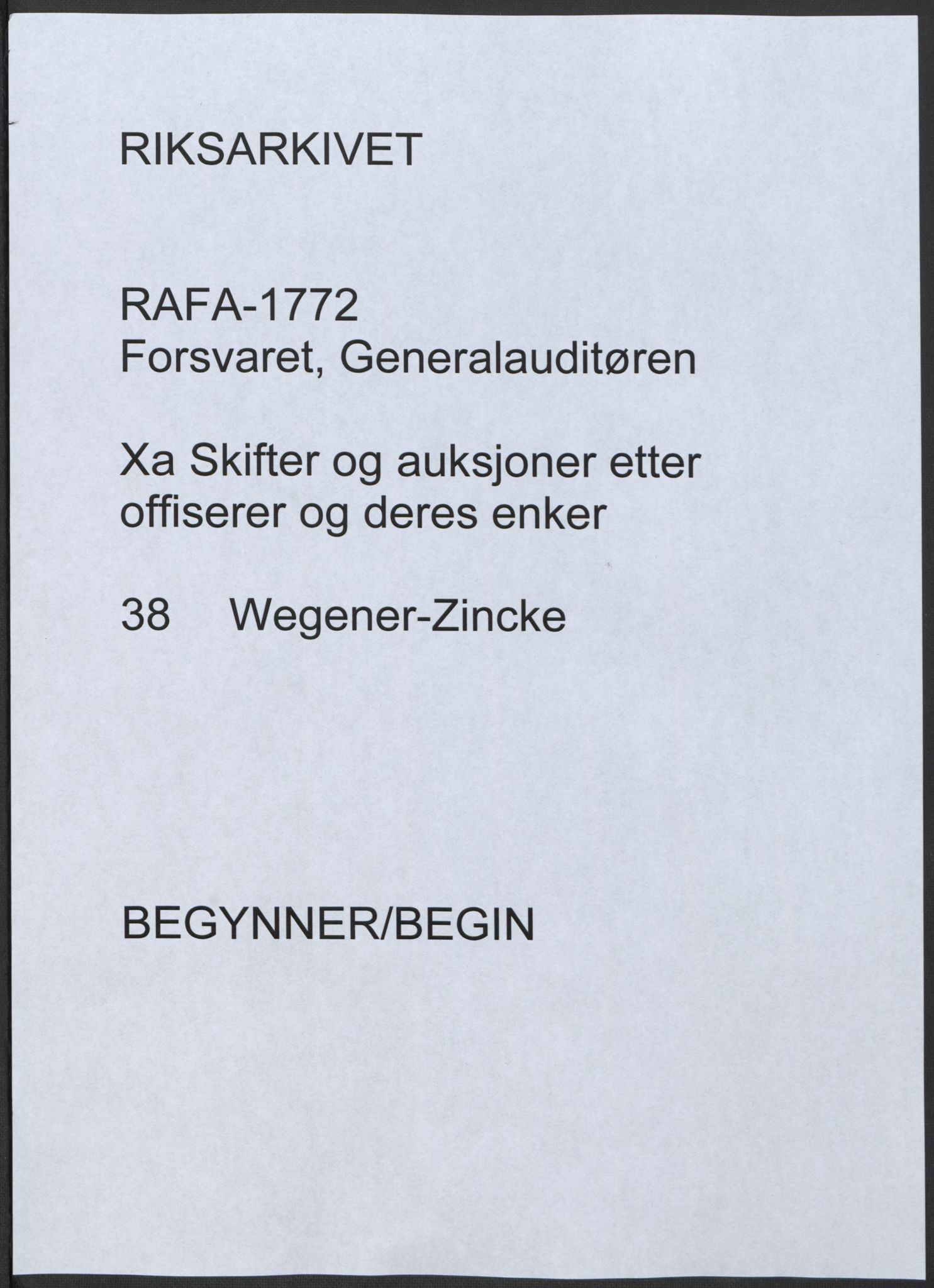 Forsvaret, Generalauditøren, RA/RAFA-1772/F/Fj/Fja/L0038: --, 1744-1821, s. 1