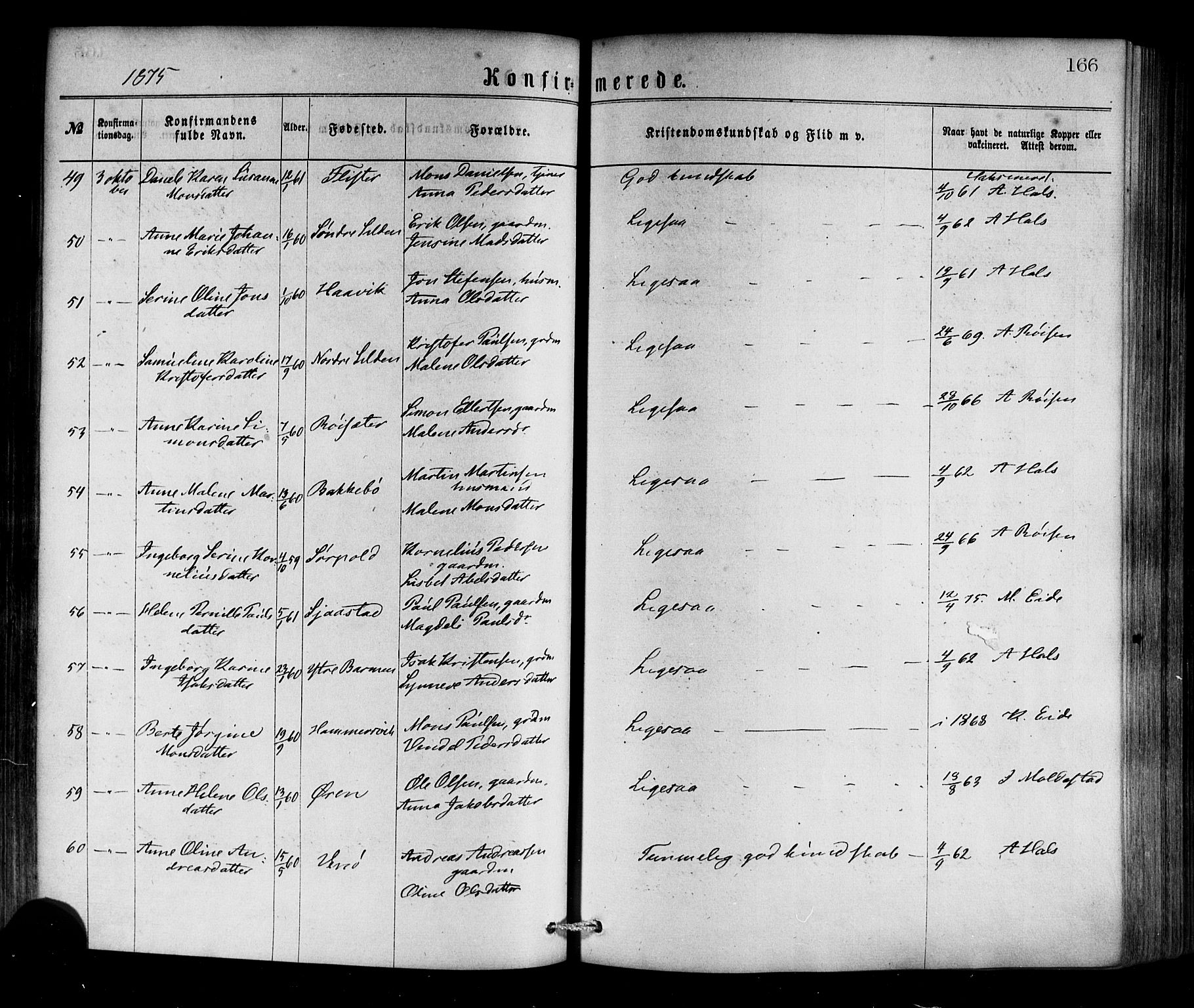 Selje sokneprestembete, AV/SAB-A-99938/H/Ha/Haa/Haaa: Ministerialbok nr. A 12, 1870-1880, s. 166