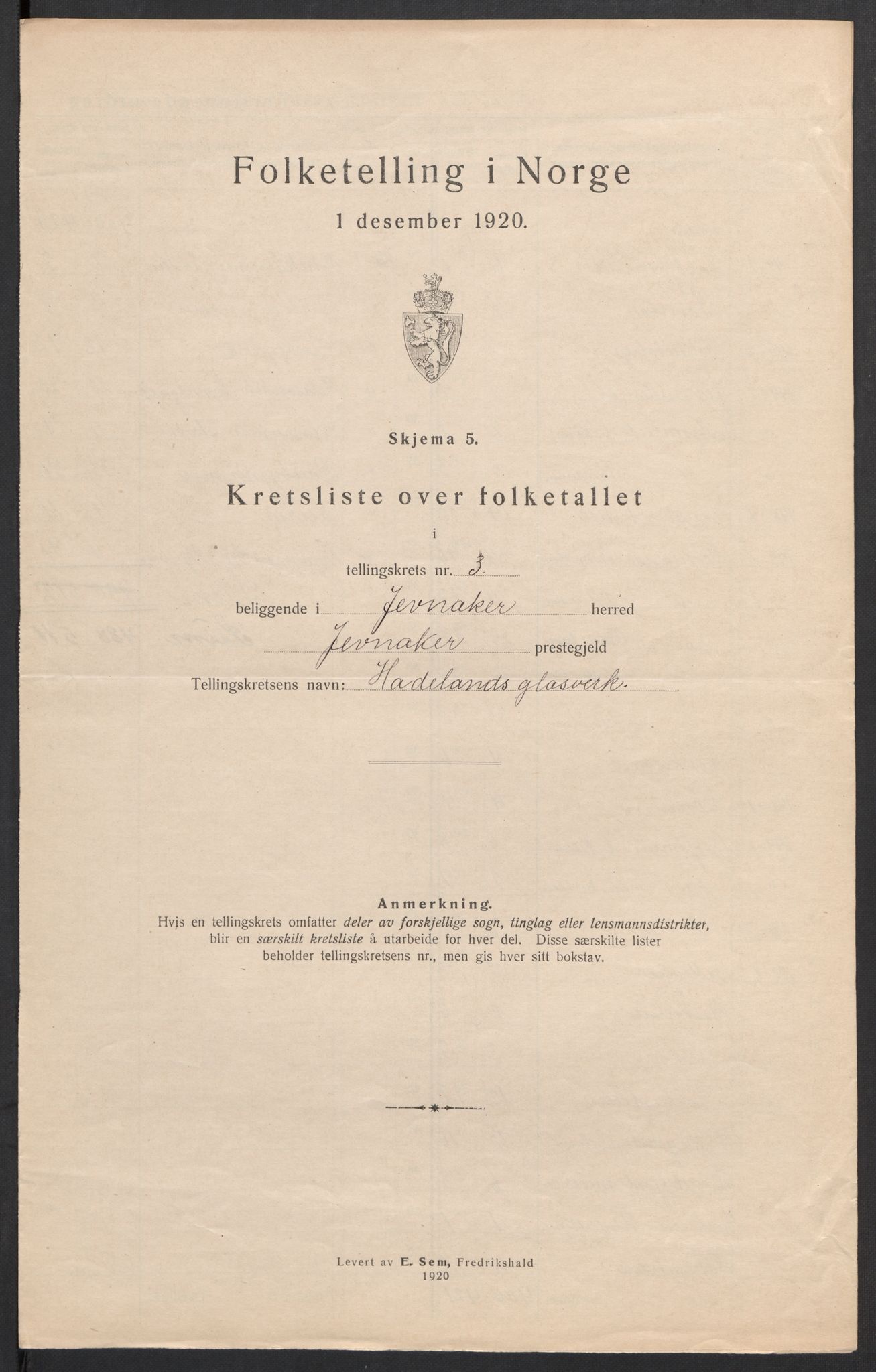 SAH, Folketelling 1920 for 0532 Jevnaker herred, 1920, s. 16