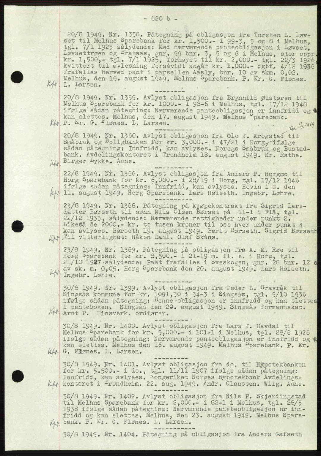 Gauldal sorenskriveri, SAT/A-0014/1/2/2C: Pantebok nr. A8, 1949-1949, Dagboknr: 1358/1949