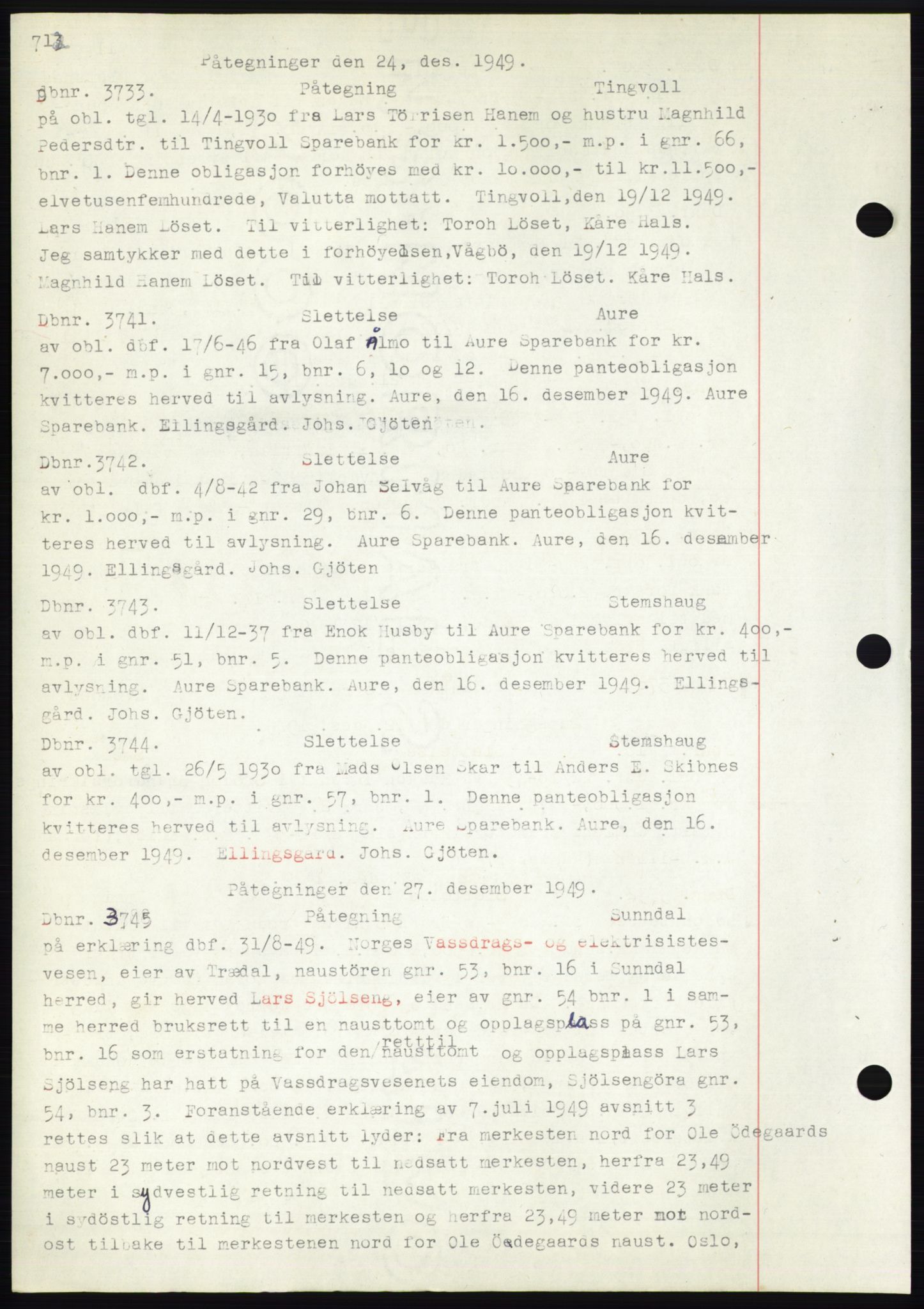 Nordmøre sorenskriveri, SAT/A-4132/1/2/2Ca: Pantebok nr. C82b, 1946-1951, Dagboknr: 3733/1949