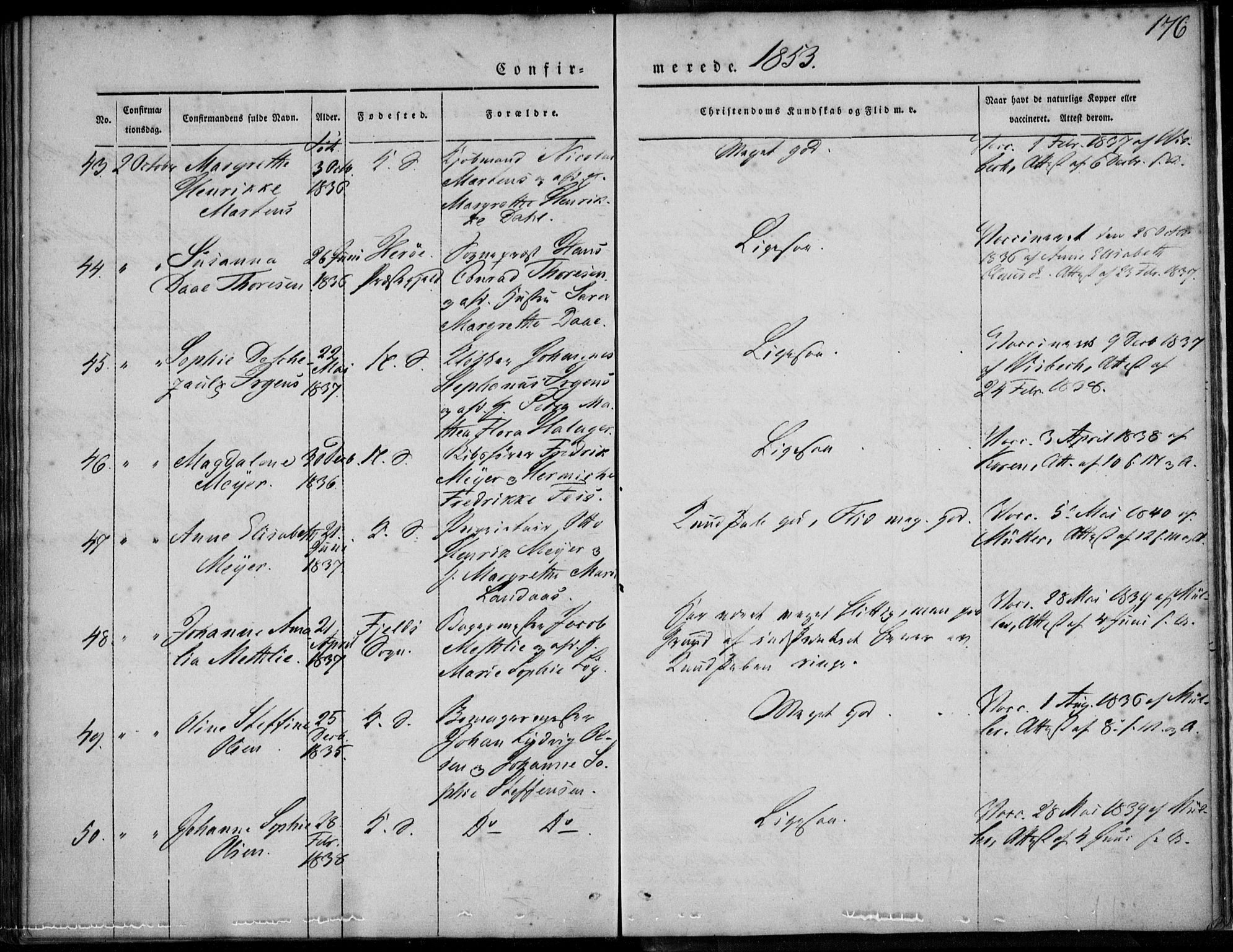 Korskirken sokneprestembete, SAB/A-76101/H/Haa/L0026: Ministerialbok nr. C 2, 1842-1854, s. 176