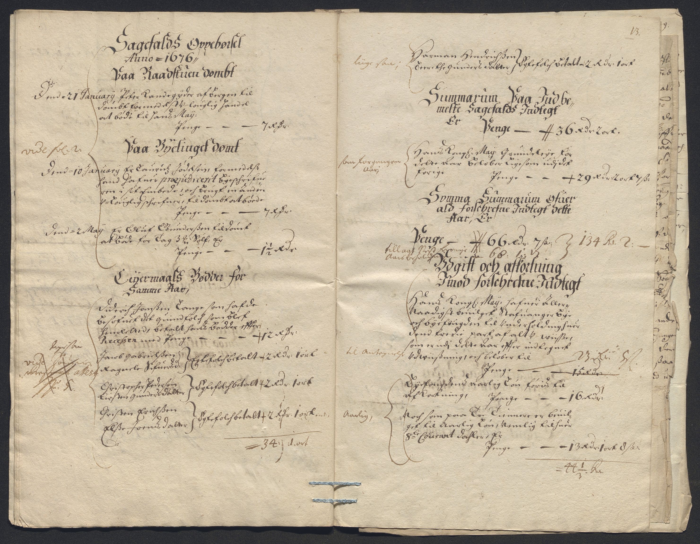 Rentekammeret inntil 1814, Reviderte regnskaper, Byregnskaper, AV/RA-EA-4066/R/Ro/L0316: [O14] Sikt og sakefall, 1662-1693, s. 160