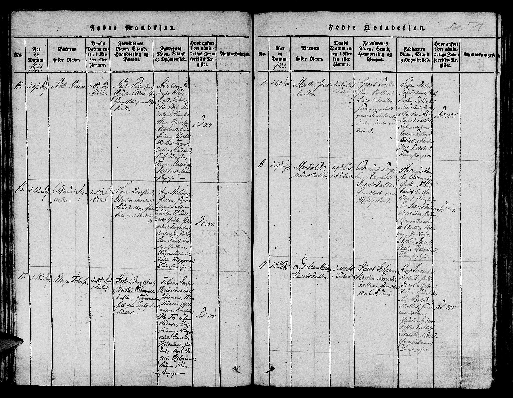 Nedstrand sokneprestkontor, AV/SAST-A-101841/01/IV: Ministerialbok nr. A 6, 1816-1838, s. 74