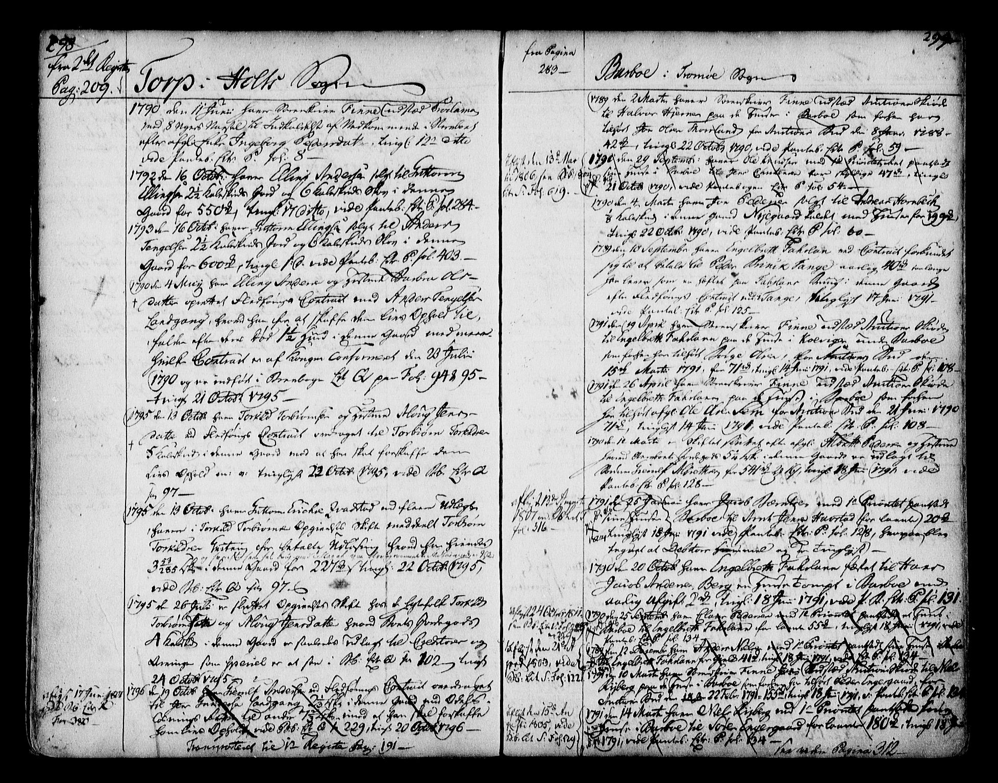 Nedenes sorenskriveri før 1824, SAK/1221-0007/G/Ga/L0004: Panteregister nr. 4, 1770-1799, s. 298-299