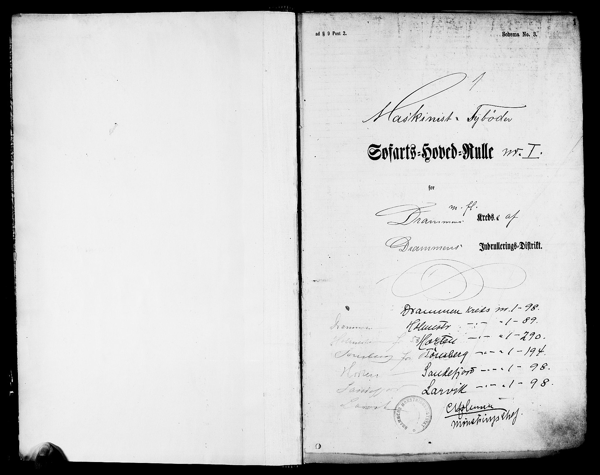 Drammen innrulleringsdistrikt, SAKO/A-781/F/Fd/L0002: Maskinist- og fyrbøterrulle, 1885, s. 2