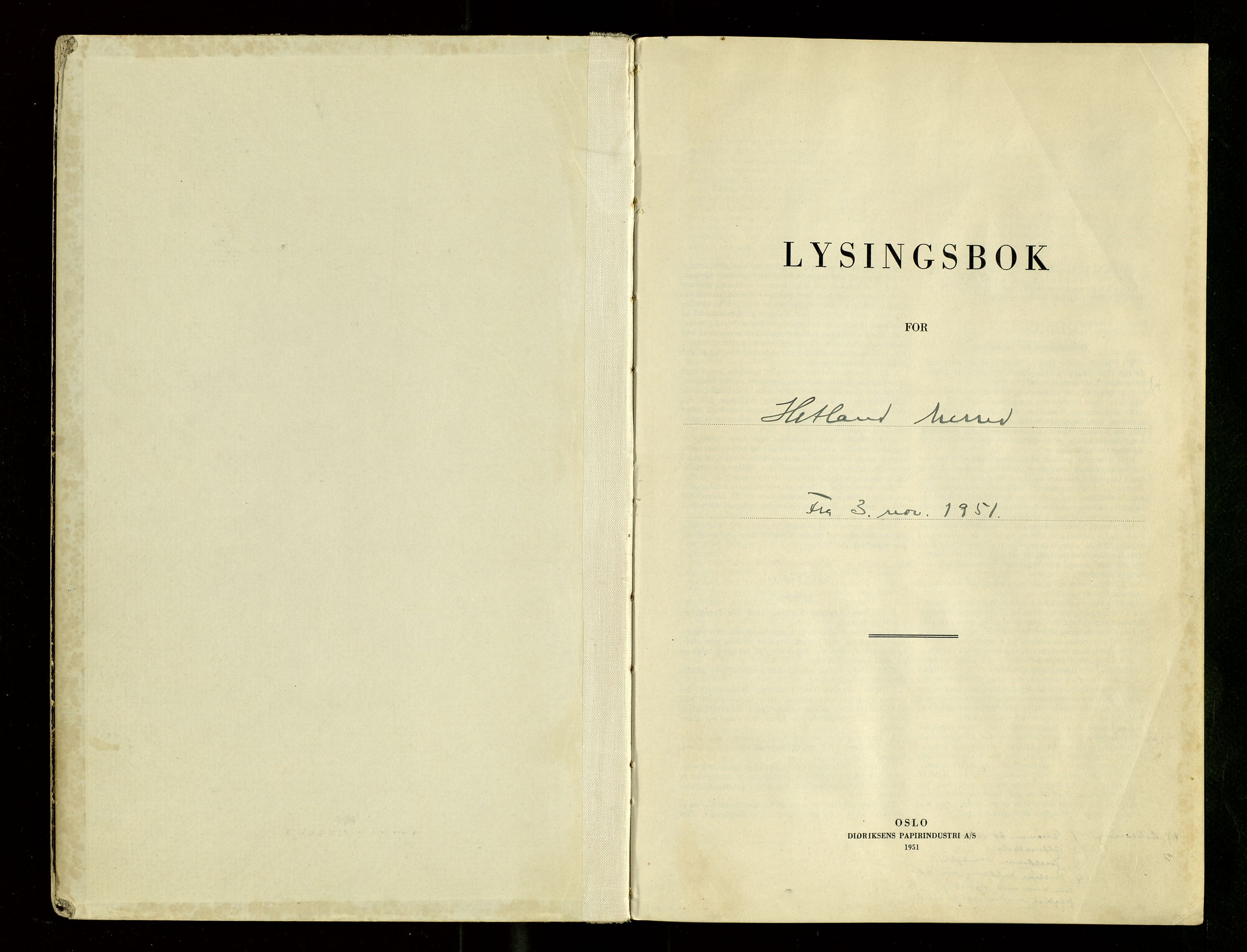 Hetland sokneprestkontor, AV/SAST-A-101826/70/705BA/L0008: Lysningsprotokoll nr. 8, 1951-1959