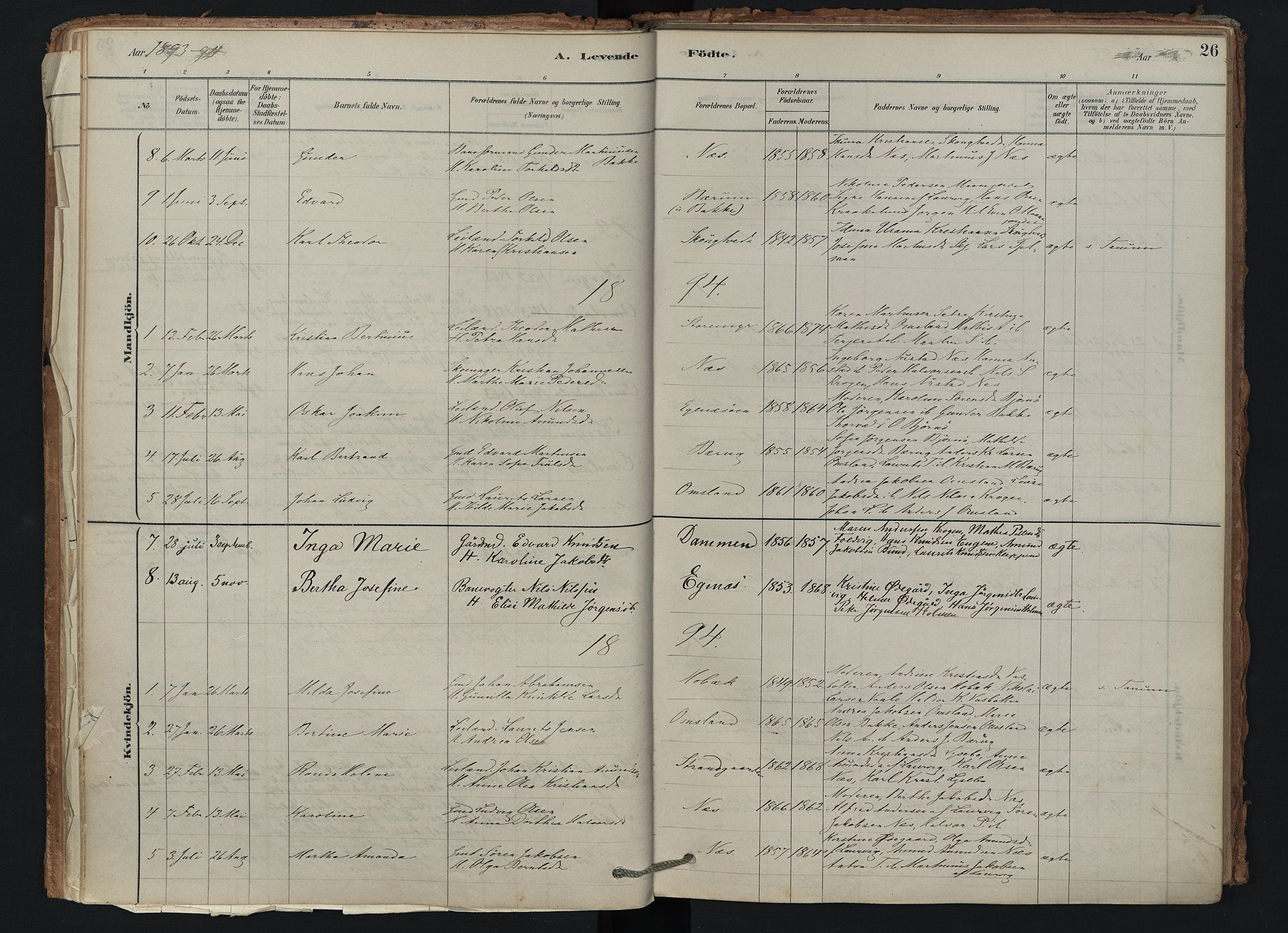 Brunlanes kirkebøker, SAKO/A-342/F/Fd/L0001: Ministerialbok nr. IV 1, 1878-1917, s. 26