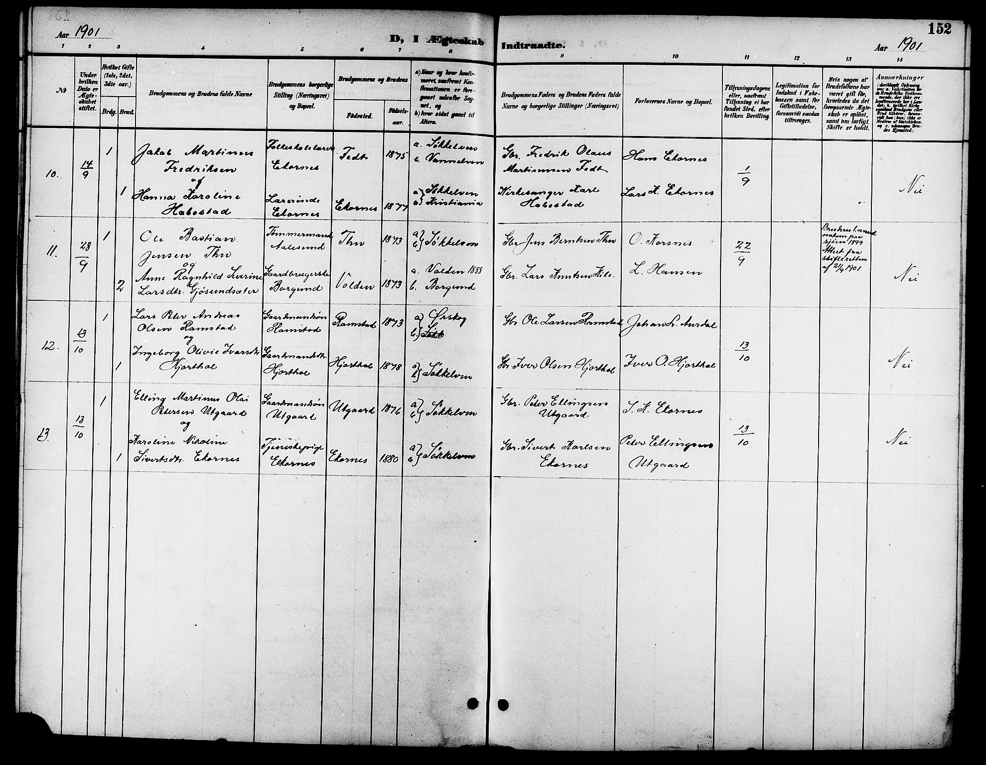 Ministerialprotokoller, klokkerbøker og fødselsregistre - Møre og Romsdal, AV/SAT-A-1454/523/L0340: Klokkerbok nr. 523C03, 1892-1902, s. 152