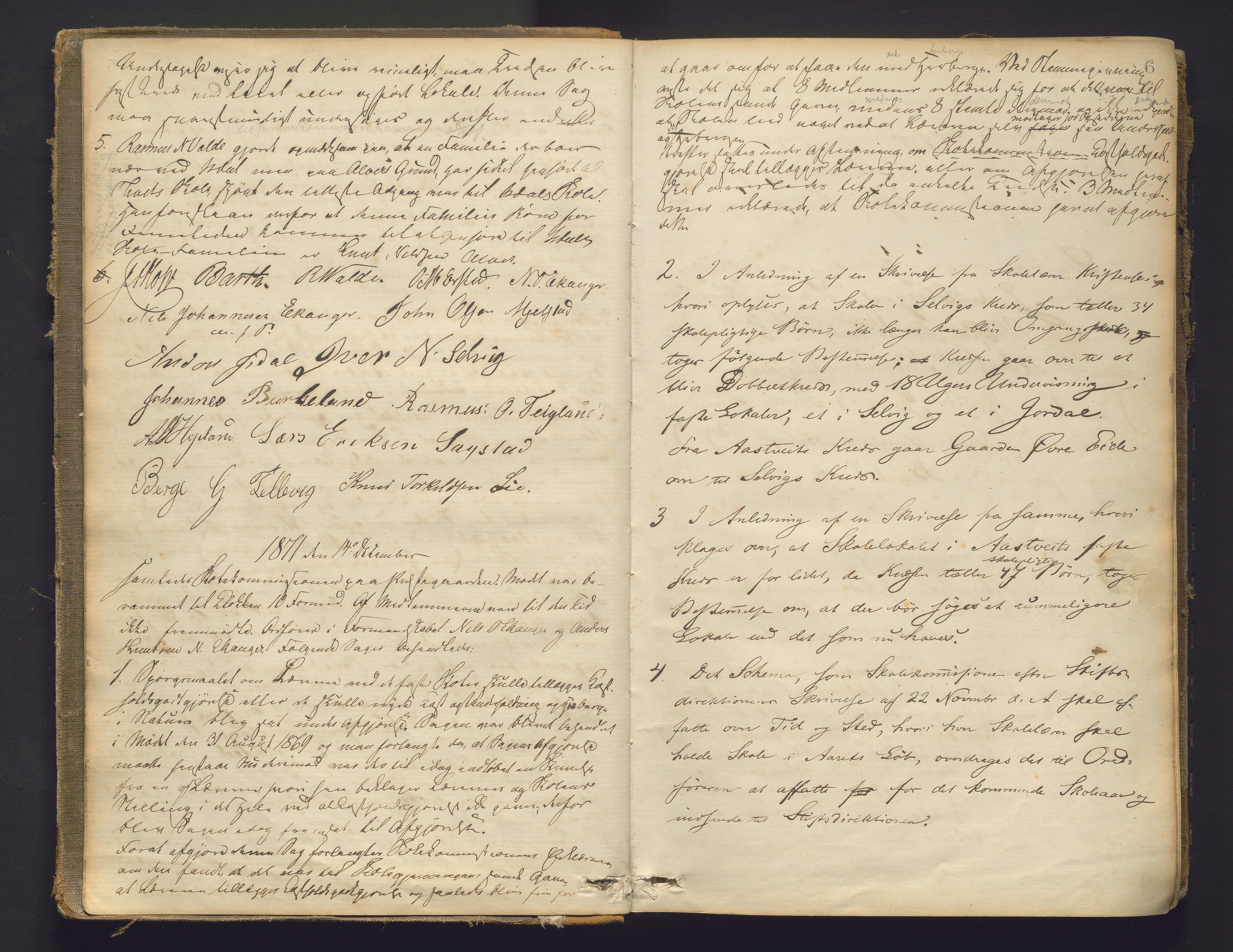 Hamre kommune. Skulestyret, IKAH/1254-211/A/Aa/L0001: Møtebok for Hamre skulestyre (og nytta som kopibok og postjournal, sjå innhold), 1869-1923