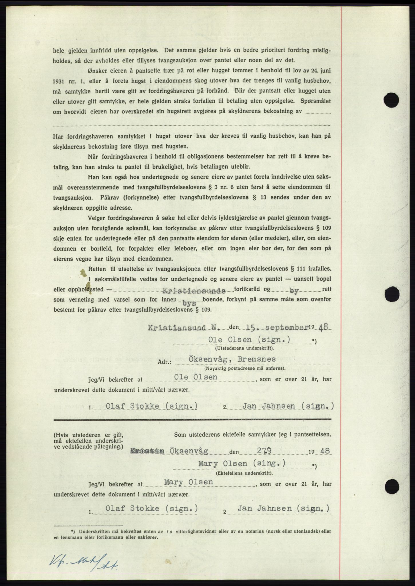 Nordmøre sorenskriveri, AV/SAT-A-4132/1/2/2Ca: Pantebok nr. B99, 1948-1948, Dagboknr: 2746/1948