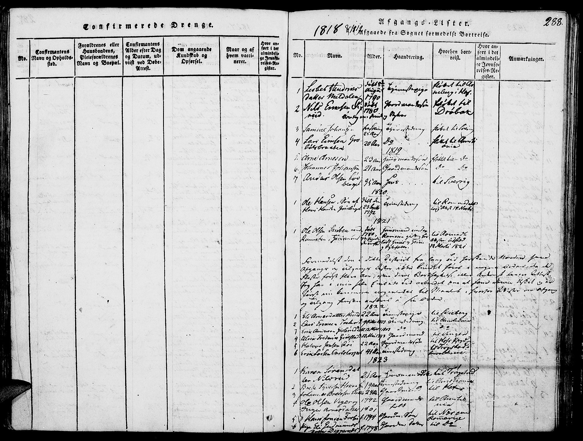 Grue prestekontor, AV/SAH-PREST-036/H/Ha/Haa/L0006: Ministerialbok nr. 6, 1814-1830, s. 288