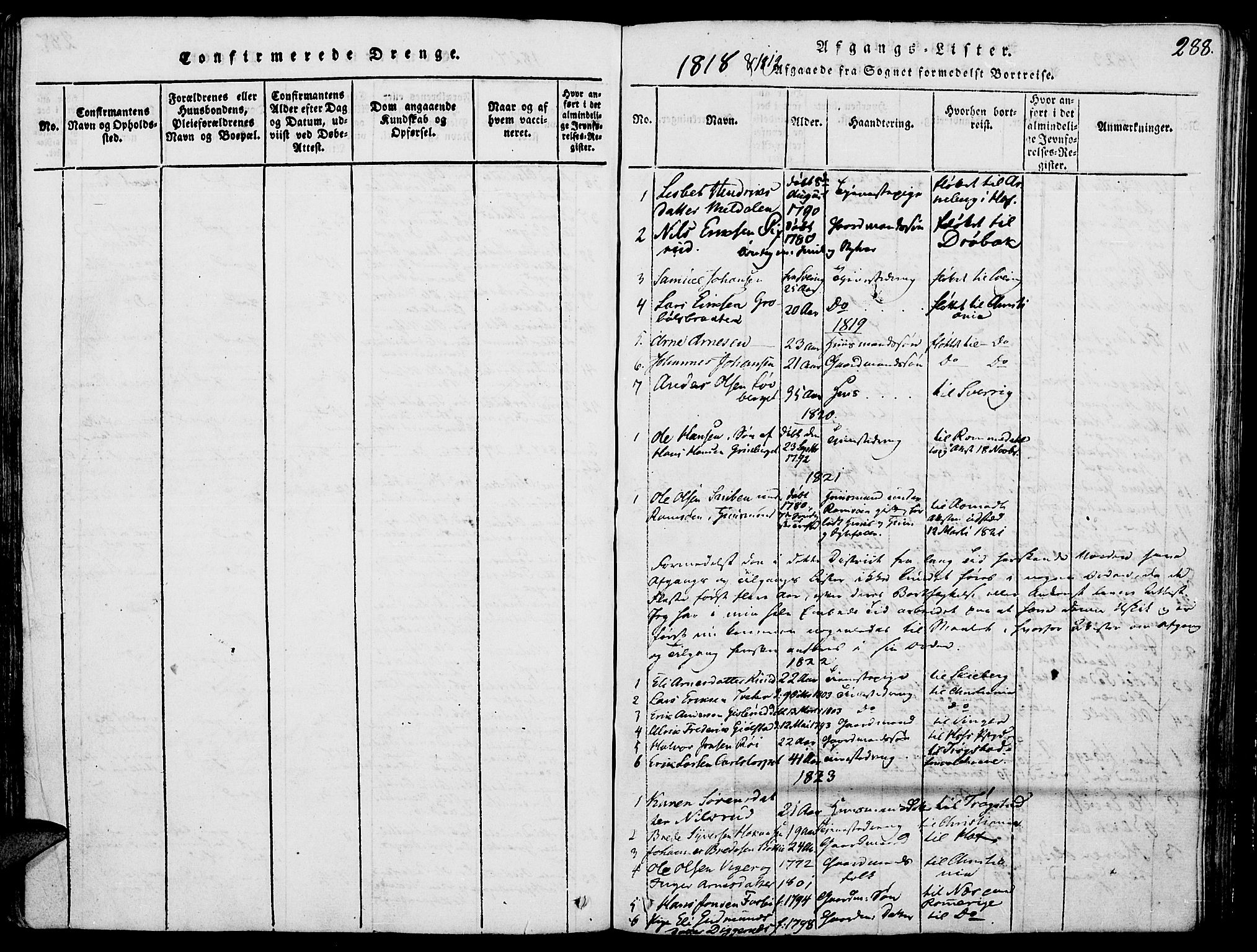 Grue prestekontor, SAH/PREST-036/H/Ha/Haa/L0006: Ministerialbok nr. 6, 1814-1830, s. 288