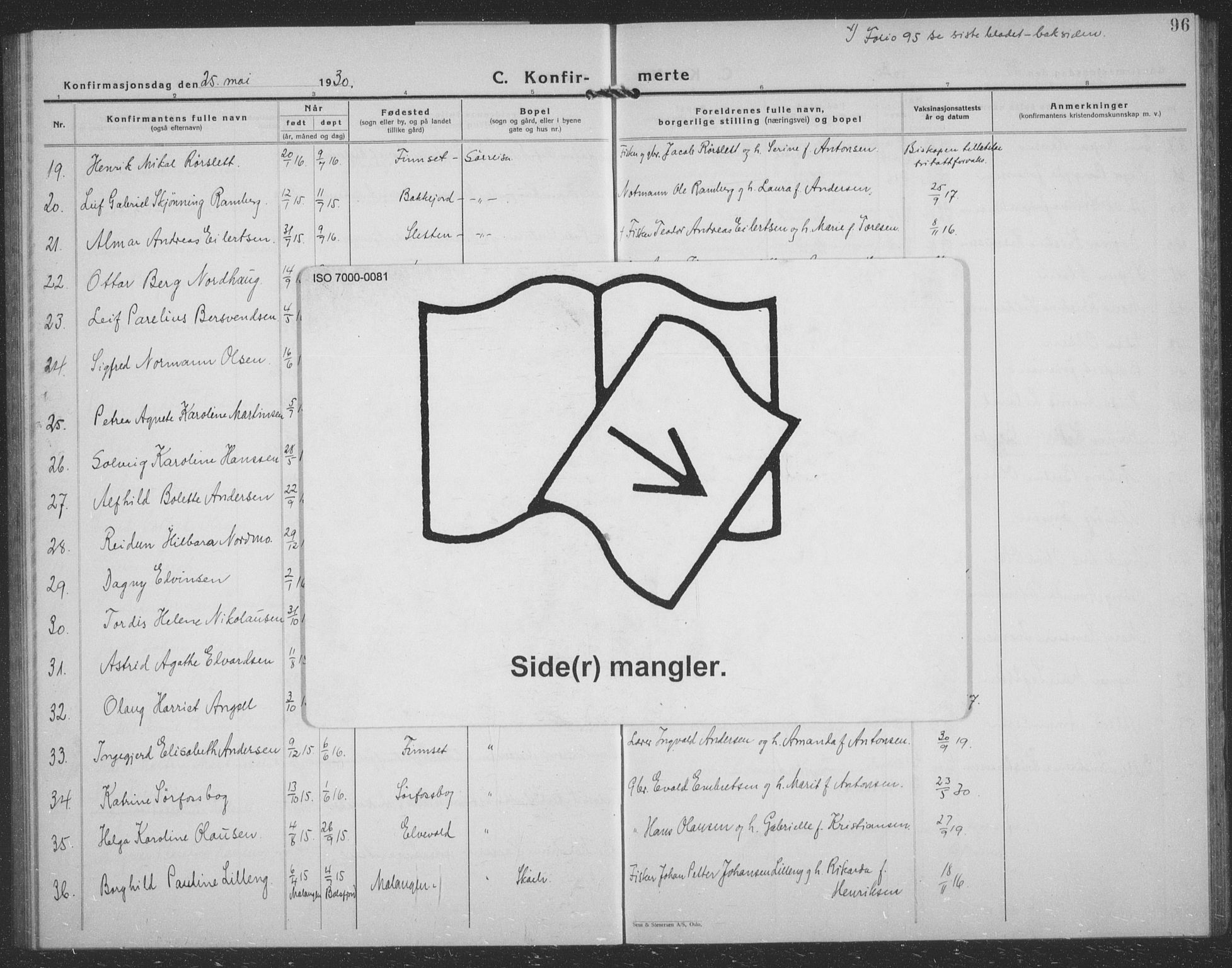 Tranøy sokneprestkontor, SATØ/S-1313/I/Ia/Iab/L0024klokker: Klokkerbok nr. 24, 1929-1943, s. 96