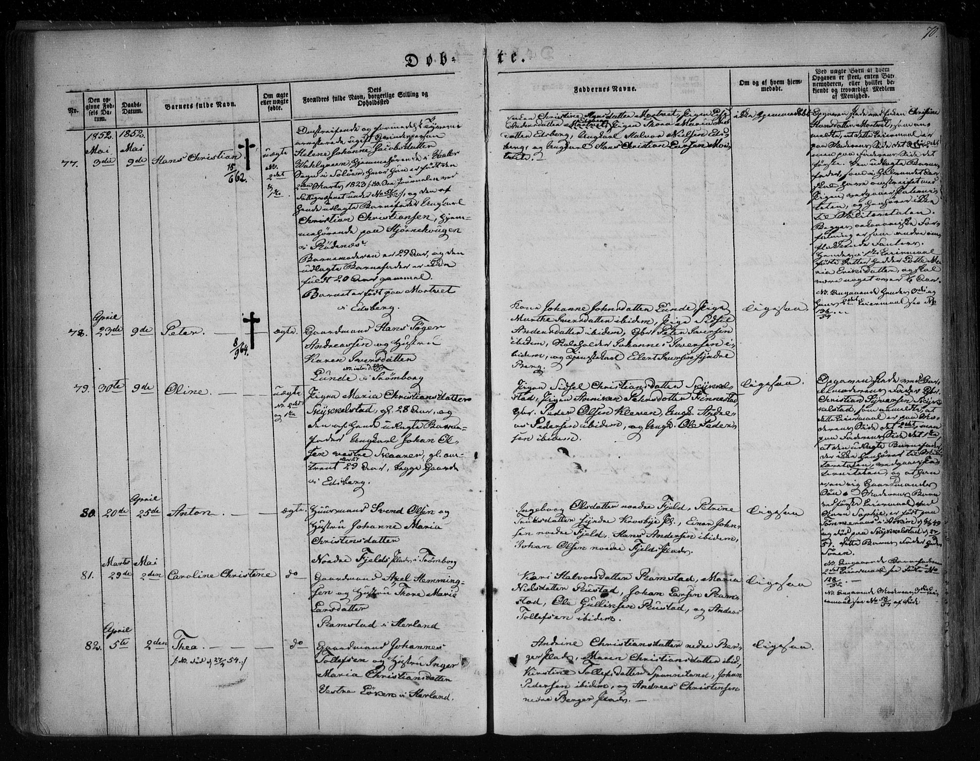 Eidsberg prestekontor Kirkebøker, AV/SAO-A-10905/F/Fa/L0009: Ministerialbok nr. I 9, 1849-1856, s. 70