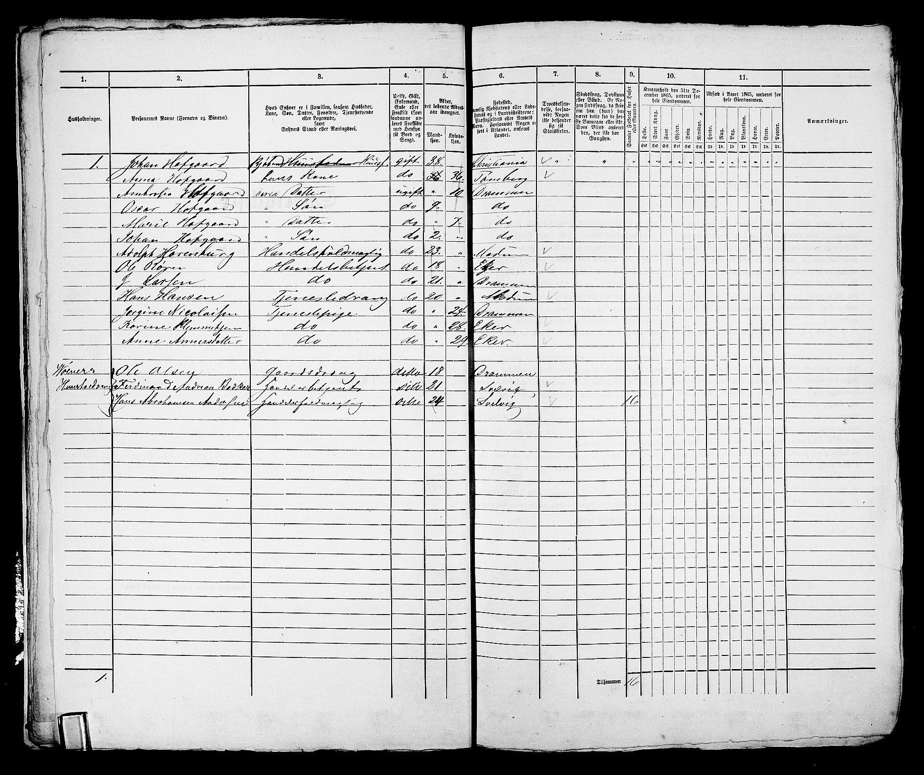 RA, Folketelling 1865 for 0602aB Bragernes prestegjeld i Drammen kjøpstad, 1865, s. 650