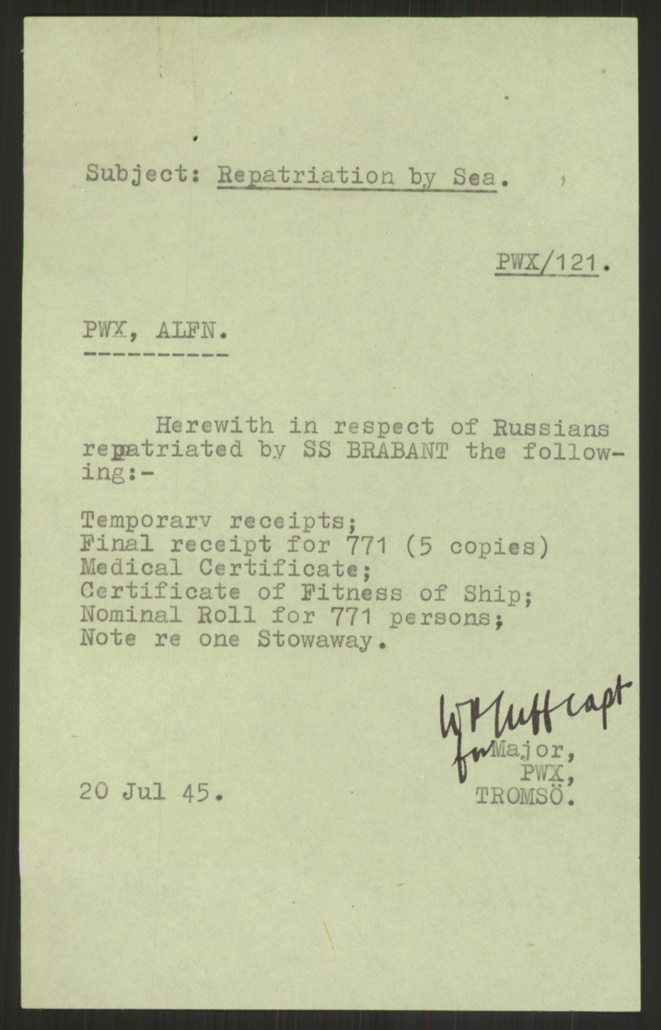 Flyktnings- og fangedirektoratet, Repatrieringskontoret, RA/S-1681/D/Db/L0023: Displaced Persons (DPs) og sivile tyskere, 1945-1948, s. 385