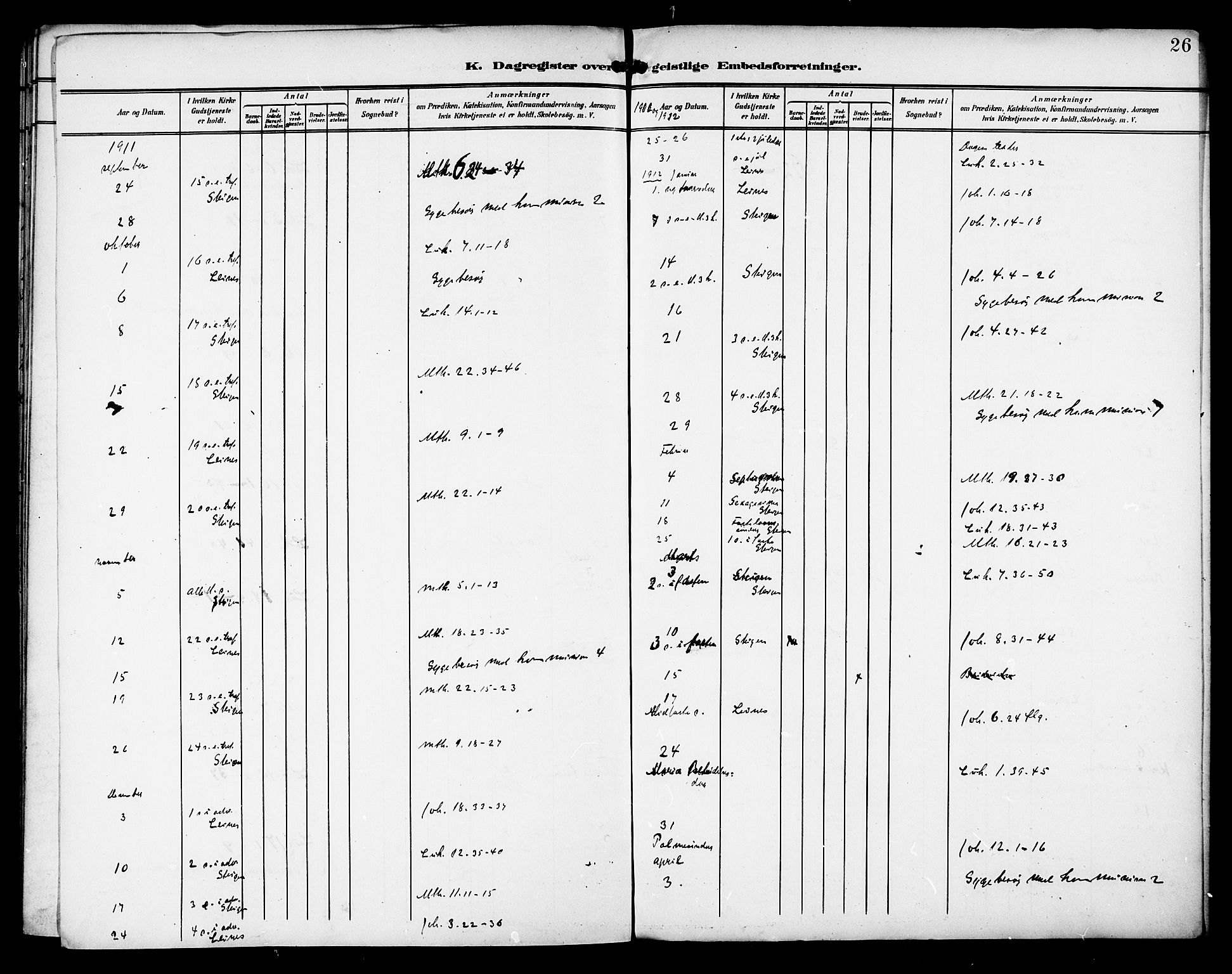 Ministerialprotokoller, klokkerbøker og fødselsregistre - Nordland, SAT/A-1459/857/L0823: Dagregister nr. 857A03, 1903-1914, s. 26