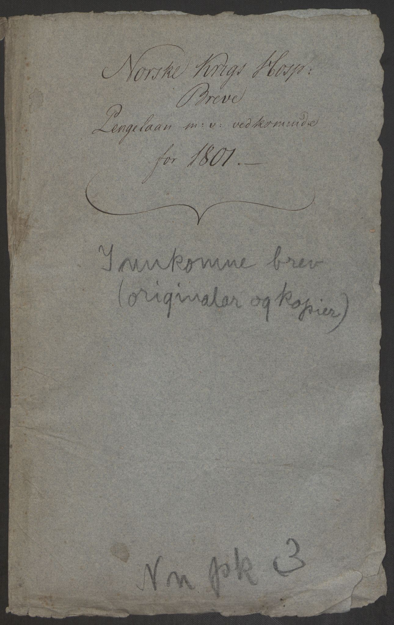 Forsvaret, Den norske kvesthuskasse/krigshospitalkasse, AV/RA-RAFA-1887/F/Fa/L0017: Innkomne brev:, 1782-1807, s. 492