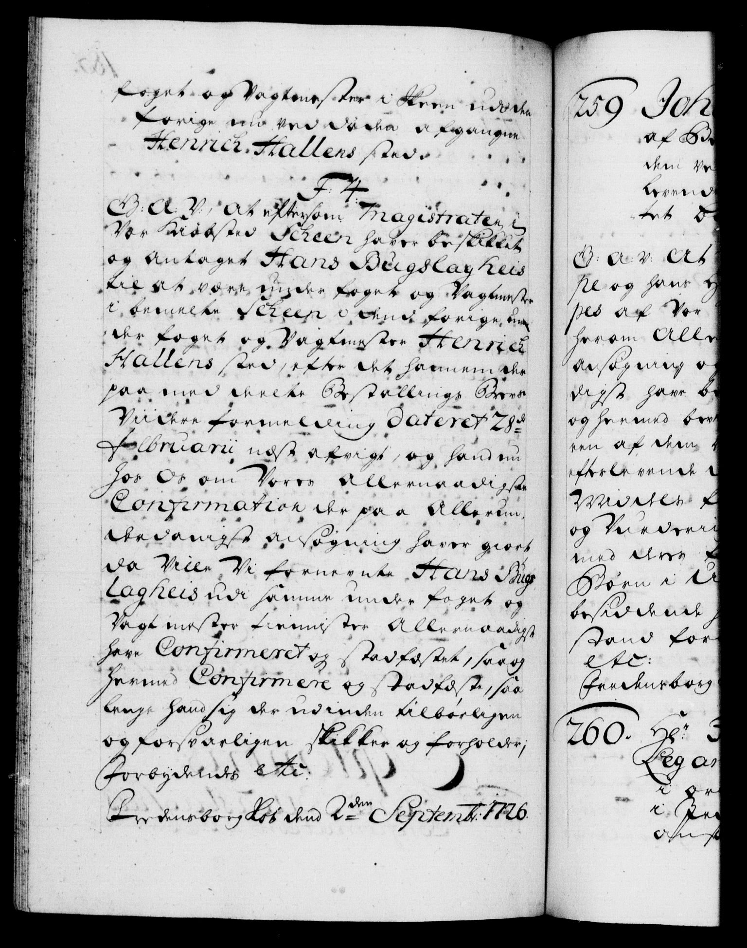 Danske Kanselli 1572-1799, RA/EA-3023/F/Fc/Fca/Fcaa/L0025: Norske registre, 1726-1728, s. 185b