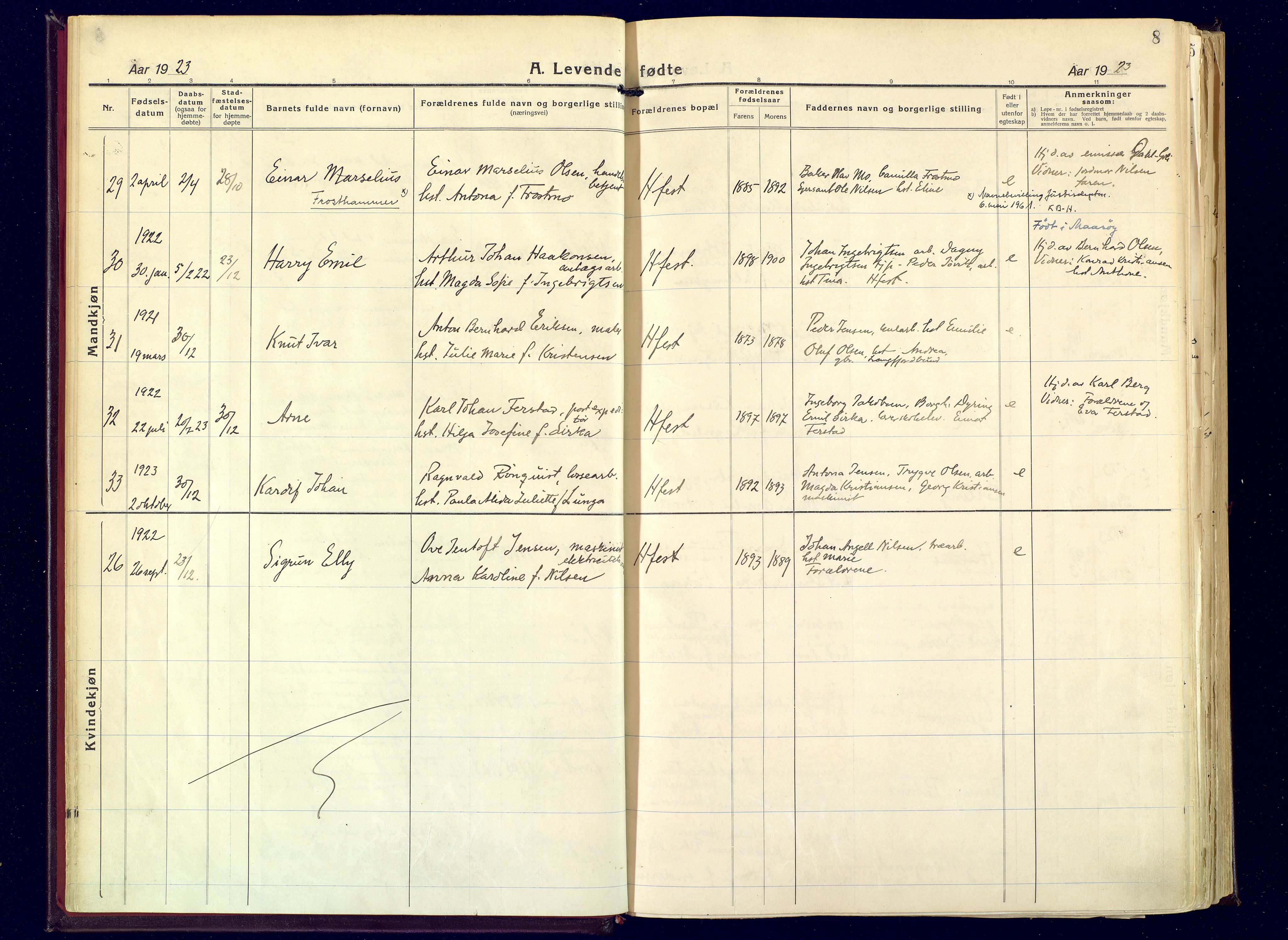 Hammerfest sokneprestkontor, AV/SATØ-S-1347/H/Ha/L0017.kirke: Ministerialbok nr. 17, 1923-1933, s. 8