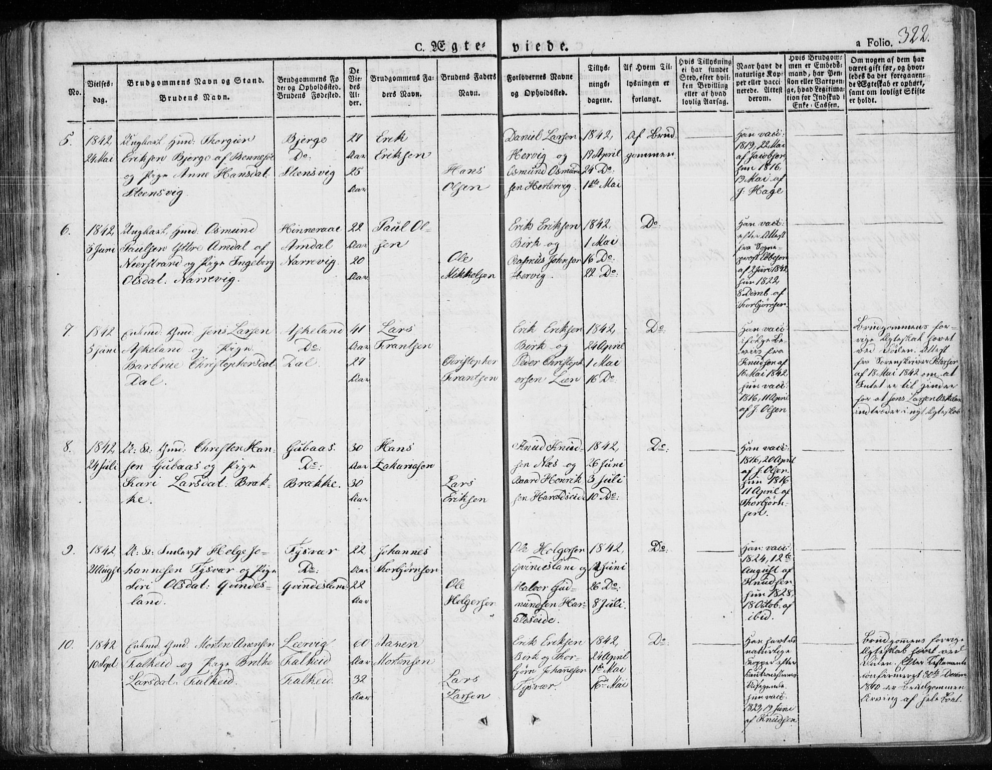 Tysvær sokneprestkontor, SAST/A -101864/H/Ha/Haa/L0001: Ministerialbok nr. A 1.1, 1831-1856, s. 322