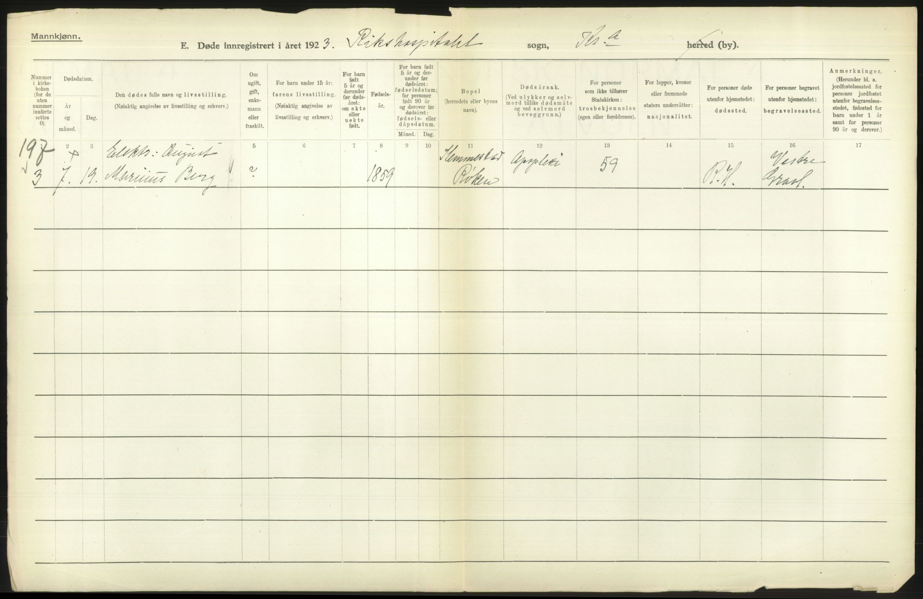 Statistisk sentralbyrå, Sosiodemografiske emner, Befolkning, AV/RA-S-2228/D/Df/Dfc/Dfcc/L0010: Kristiania: Døde, dødfødte, 1923, s. 618
