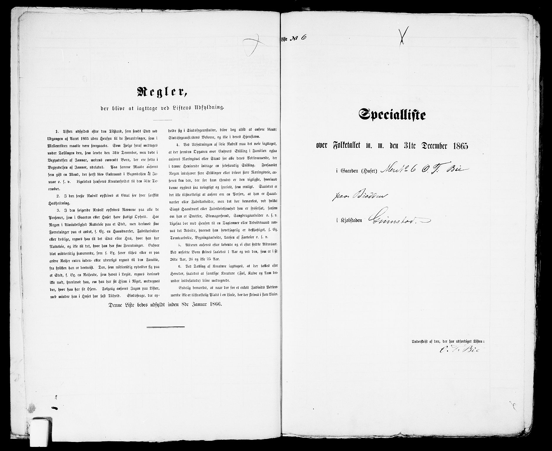 RA, Folketelling 1865 for 0904B Fjære prestegjeld, Grimstad kjøpstad, 1865, s. 18