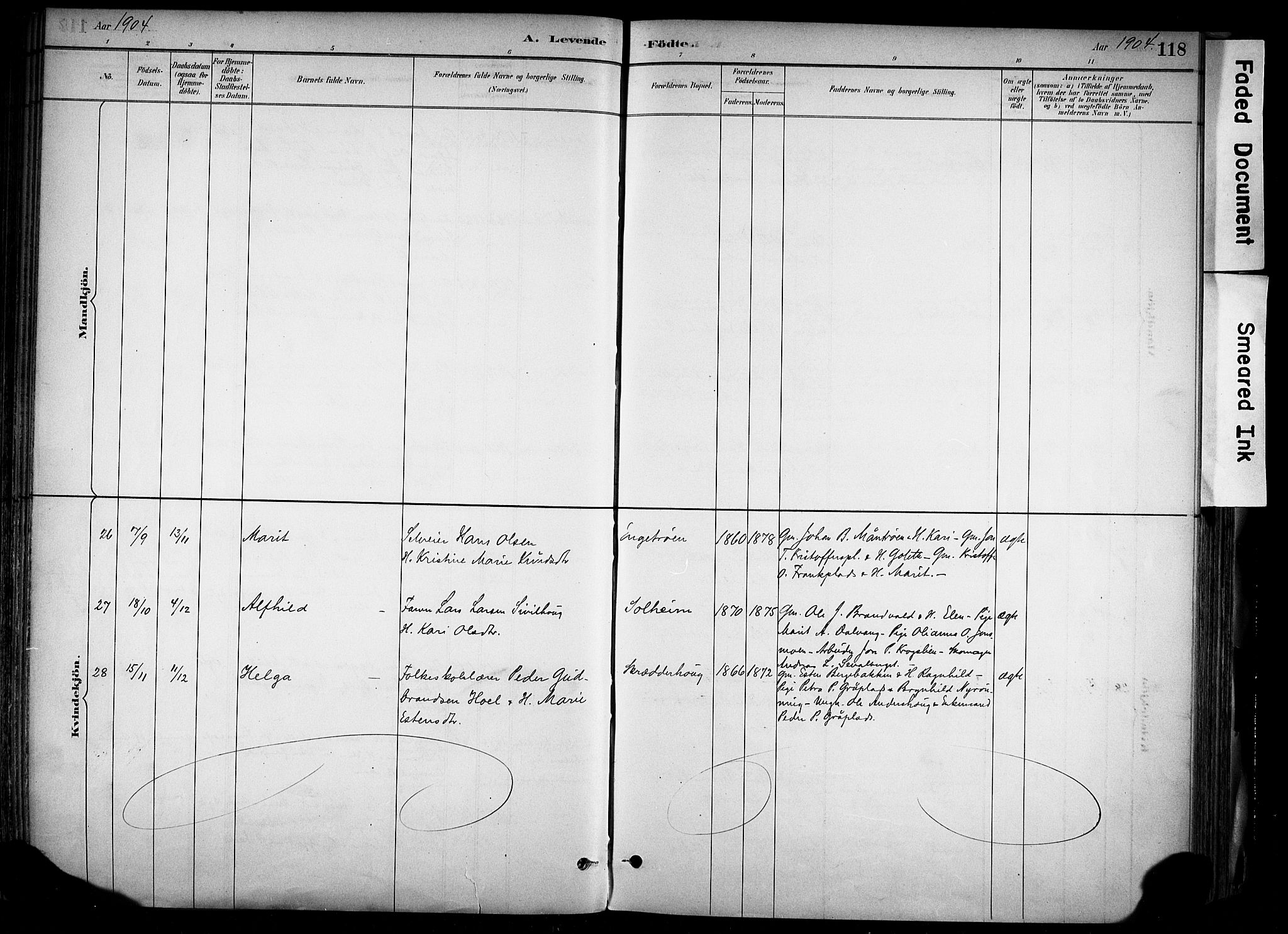 Alvdal prestekontor, SAH/PREST-060/H/Ha/Haa/L0002: Ministerialbok nr. 2, 1883-1906, s. 118