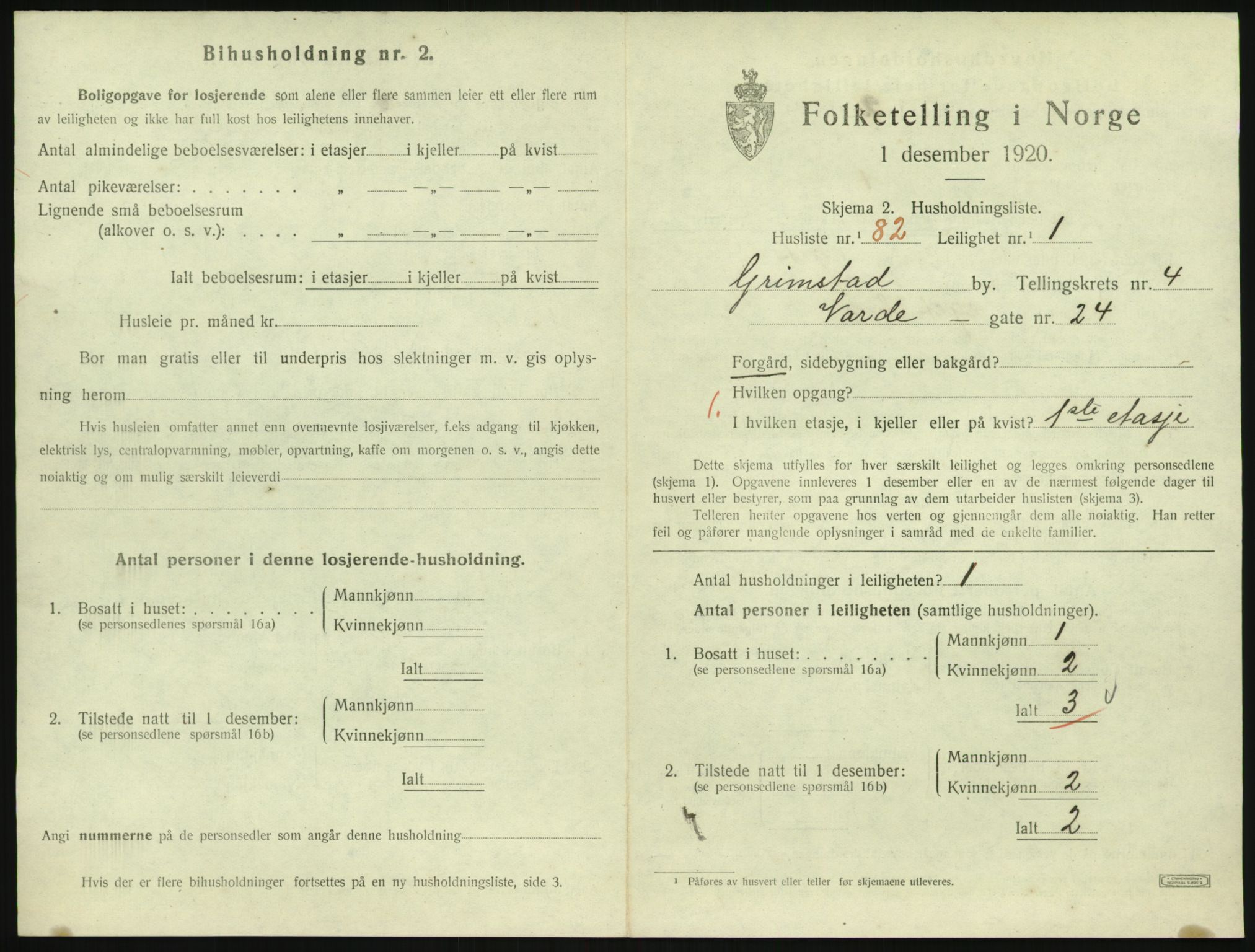 SAK, Folketelling 1920 for 0904 Grimstad kjøpstad, 1920, s. 2067