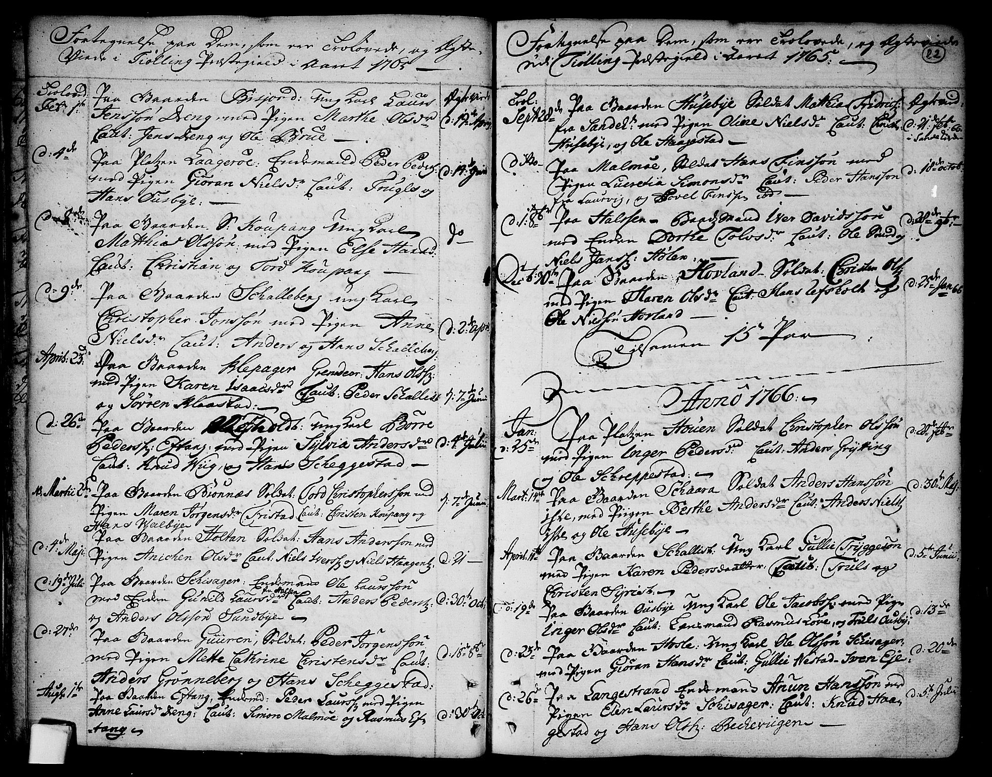 Tjølling kirkebøker, AV/SAKO-A-60/F/Fa/L0003: Ministerialbok nr. 3, 1735-1778, s. 22