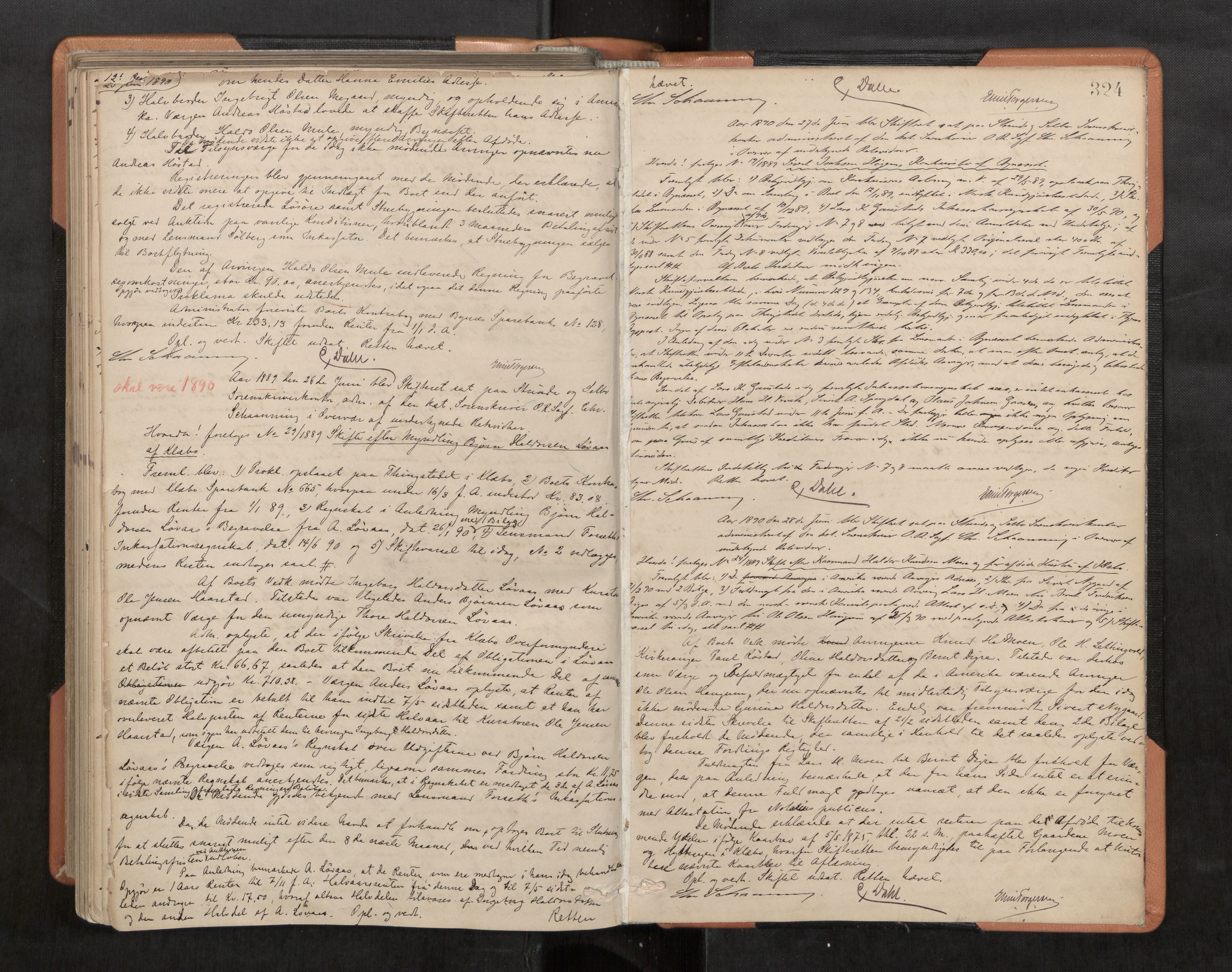 Strinda og Selbu sorenskriveri, AV/SAT-A-0015/3/3B/L0005: Skifteforhandlingsprot. 5 5, 1883-1890, s. 324