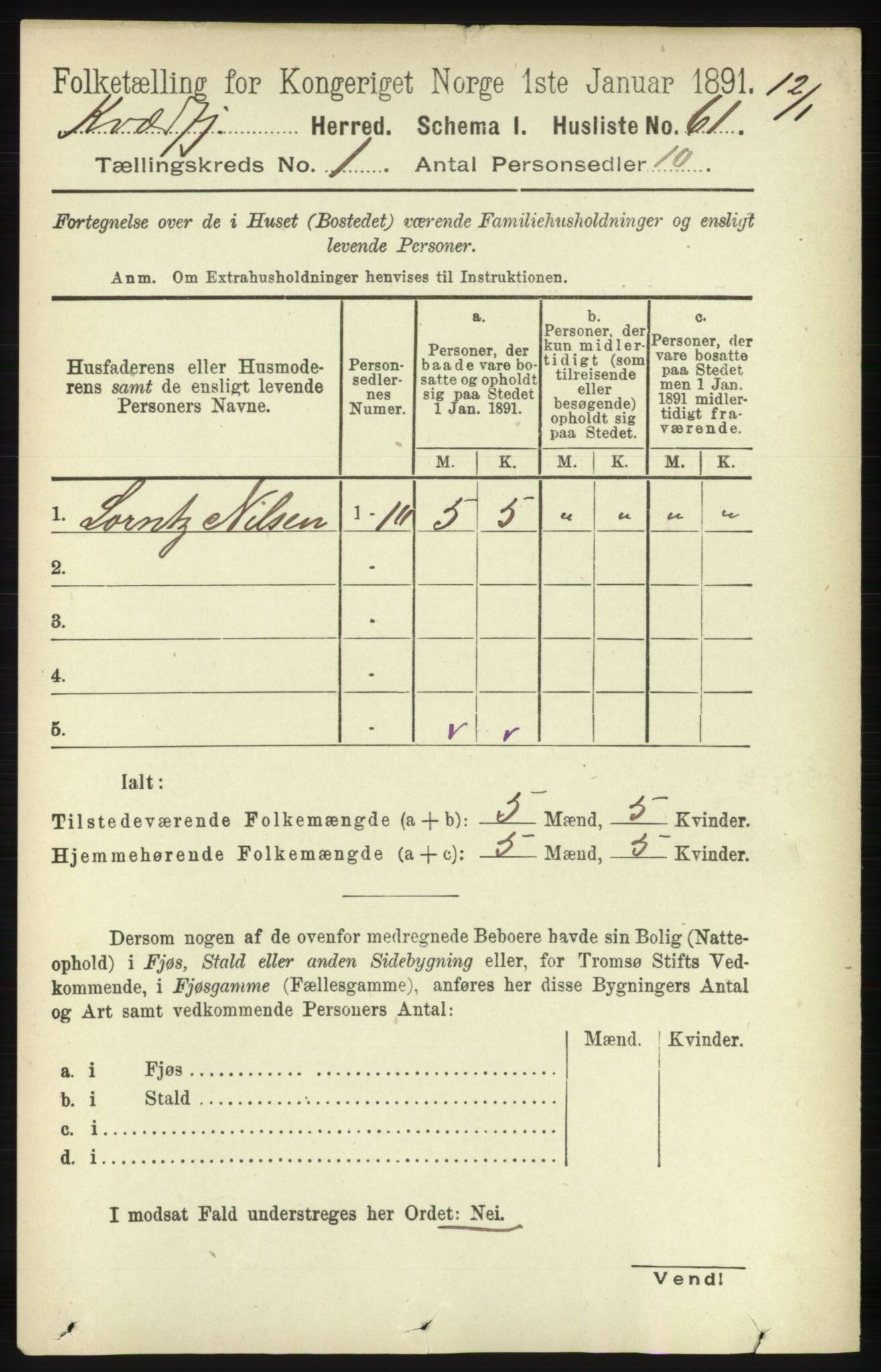 RA, Folketelling 1891 for 1911 Kvæfjord herred, 1891, s. 81