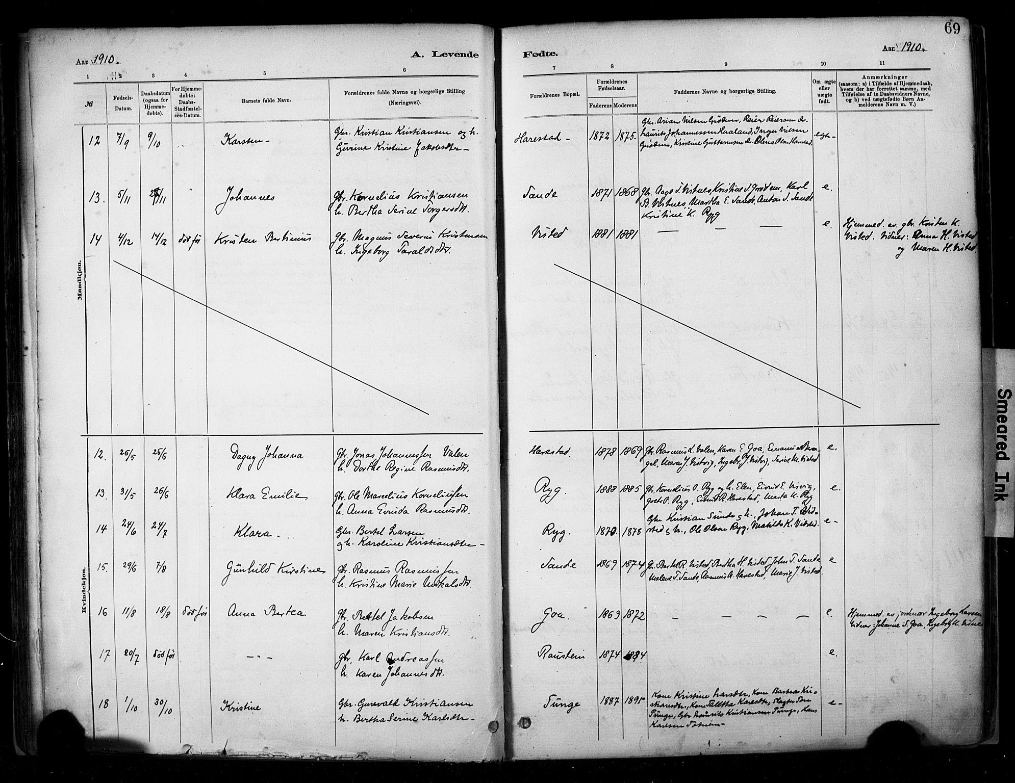 Hetland sokneprestkontor, SAST/A-101826/30/30BA/L0009: Ministerialbok nr. A 9, 1882-1918, s. 69