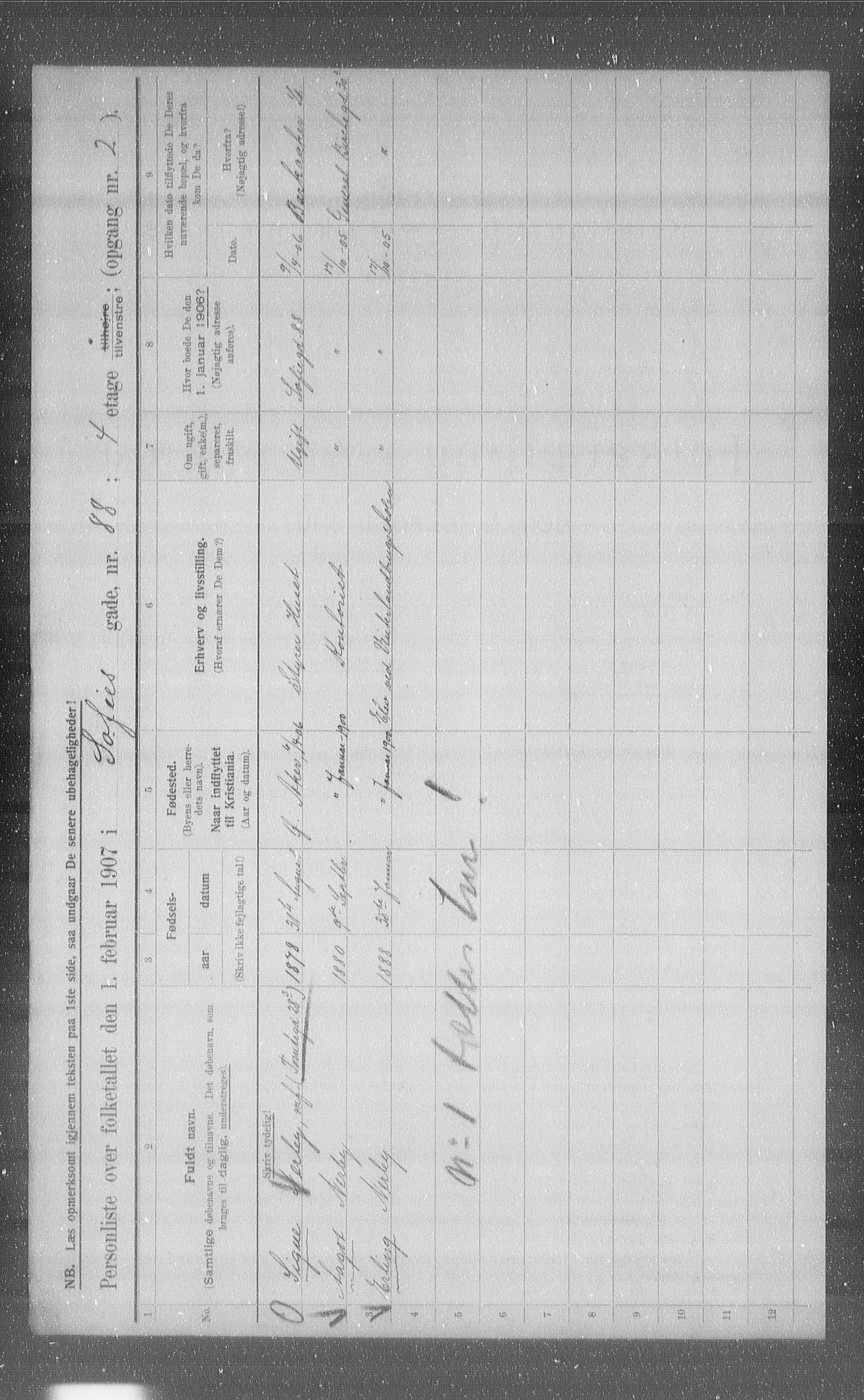 OBA, Kommunal folketelling 1.2.1907 for Kristiania kjøpstad, 1907, s. 50741