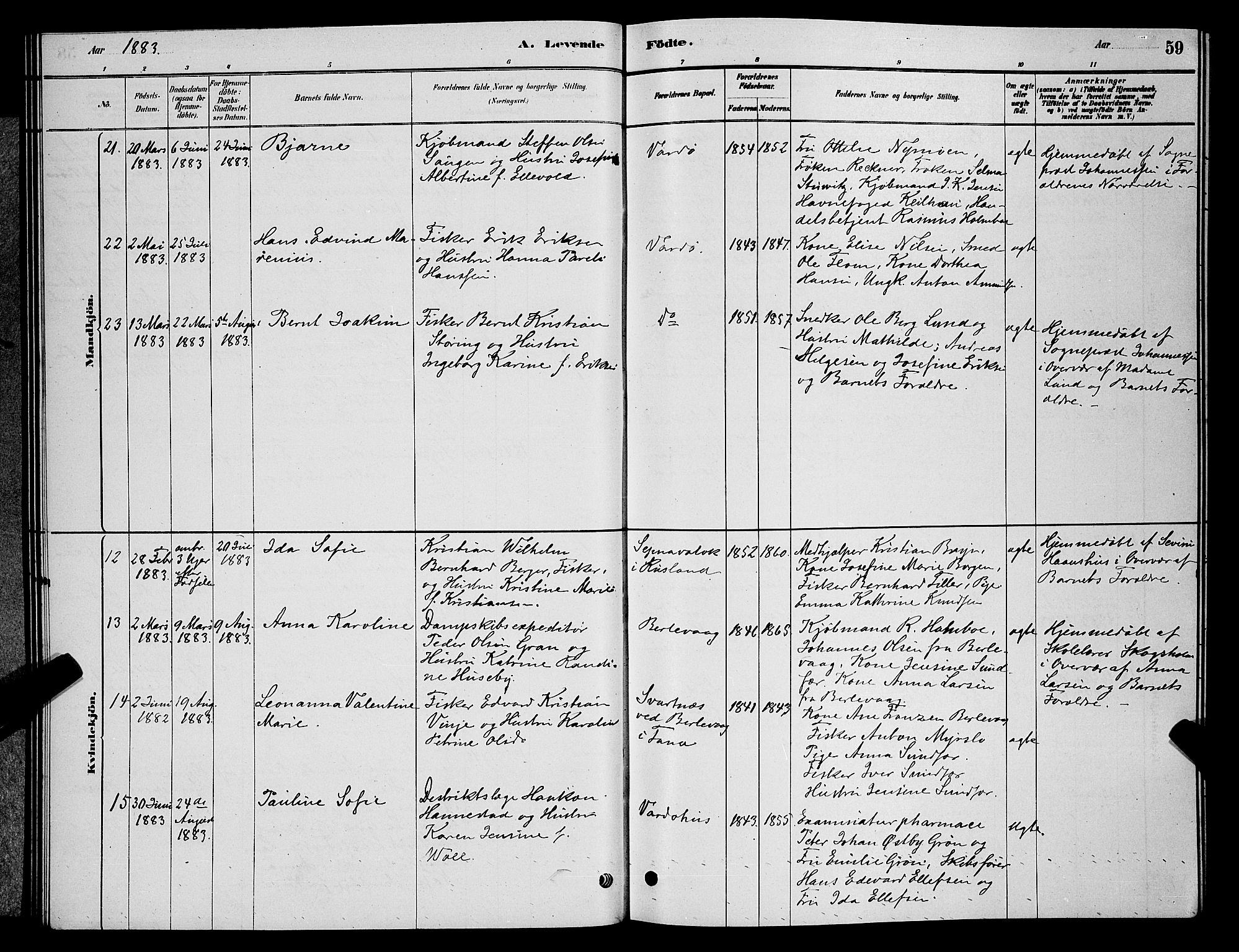 Vardø sokneprestkontor, AV/SATØ-S-1332/H/Hb/L0004klokker: Klokkerbok nr. 4, 1879-1887, s. 59
