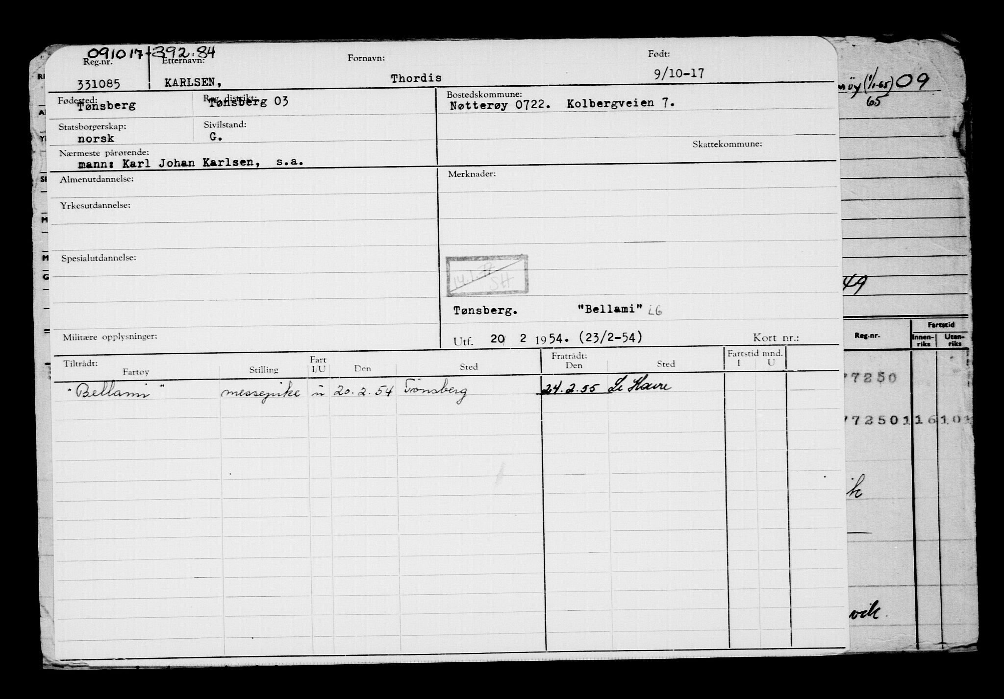Direktoratet for sjømenn, AV/RA-S-3545/G/Gb/L0152: Hovedkort, 1917, s. 407