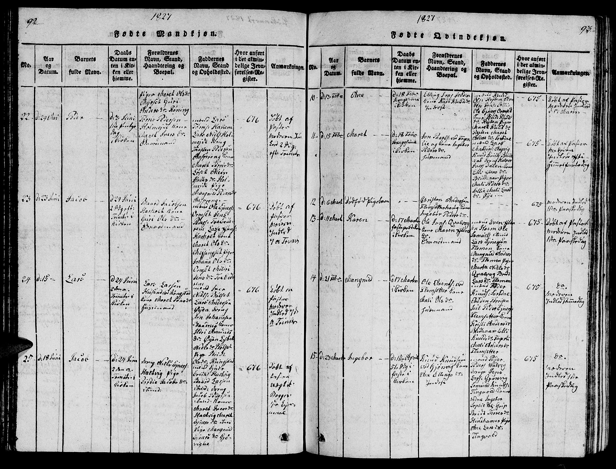 Ministerialprotokoller, klokkerbøker og fødselsregistre - Møre og Romsdal, AV/SAT-A-1454/586/L0990: Klokkerbok nr. 586C01, 1819-1837, s. 92-93