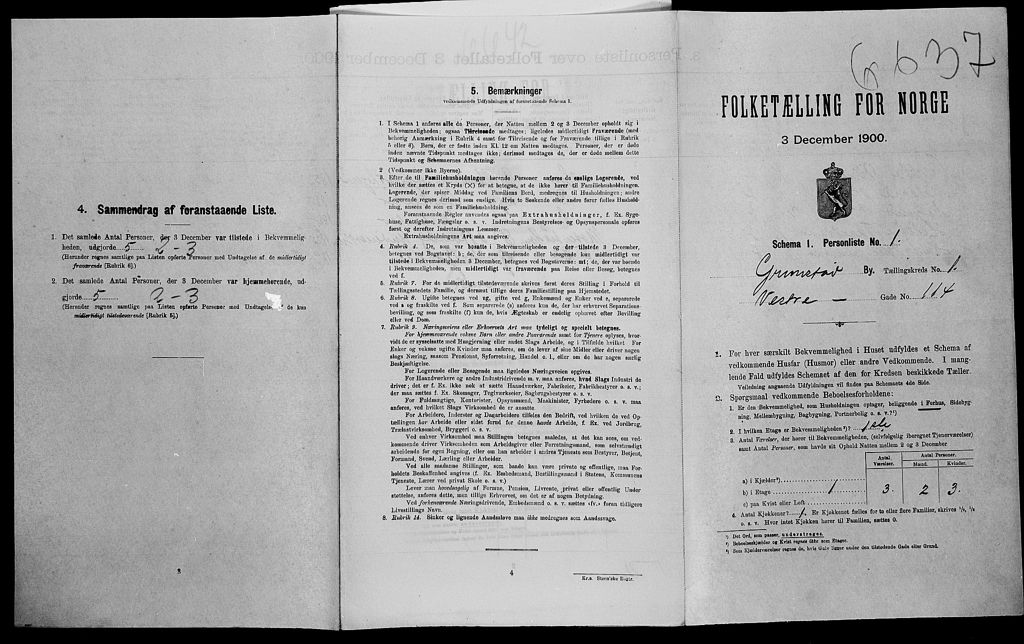 SAK, Folketelling 1900 for 0904 Grimstad kjøpstad, 1900, s. 193