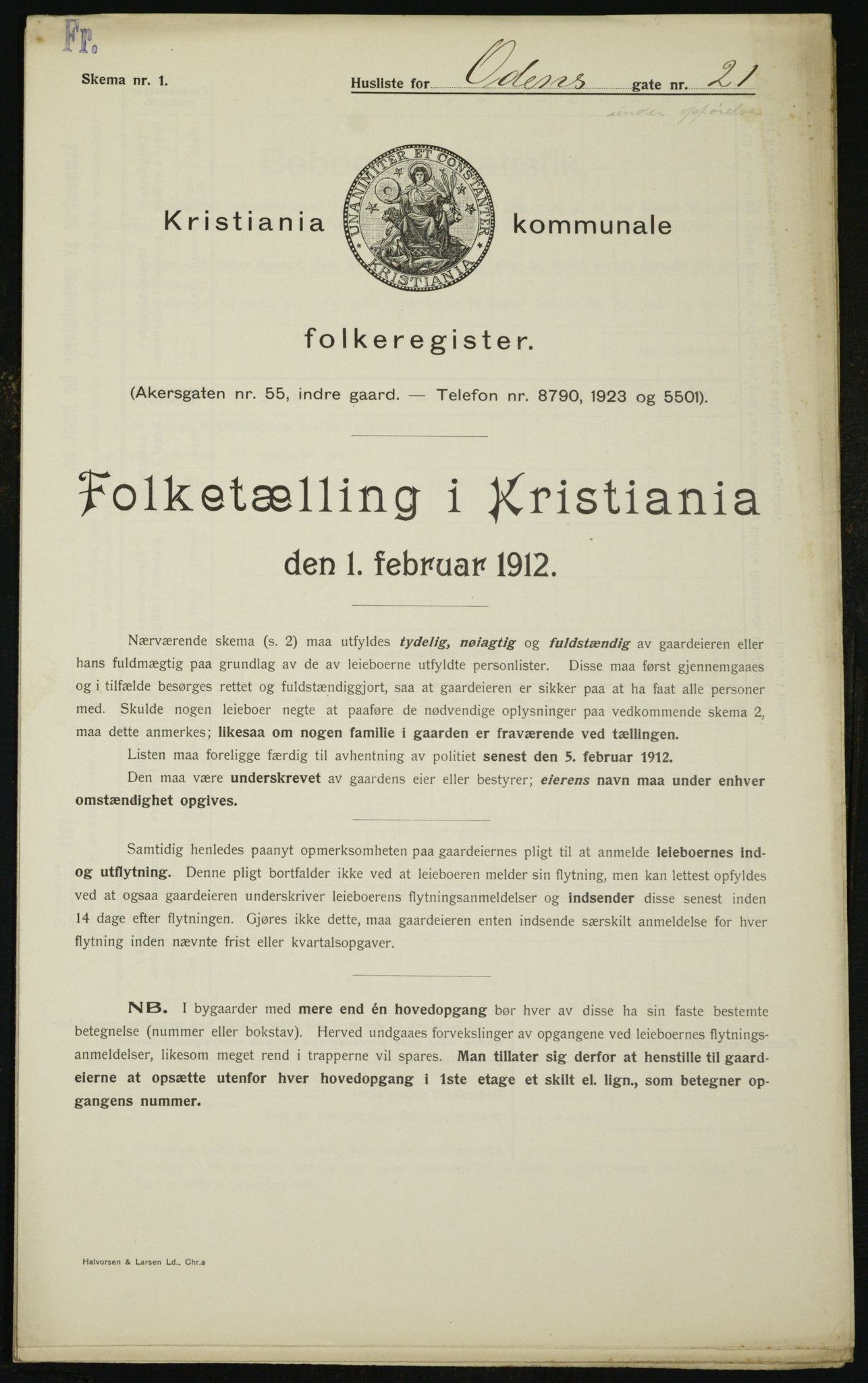 OBA, Kommunal folketelling 1.2.1912 for Kristiania, 1912, s. 75623