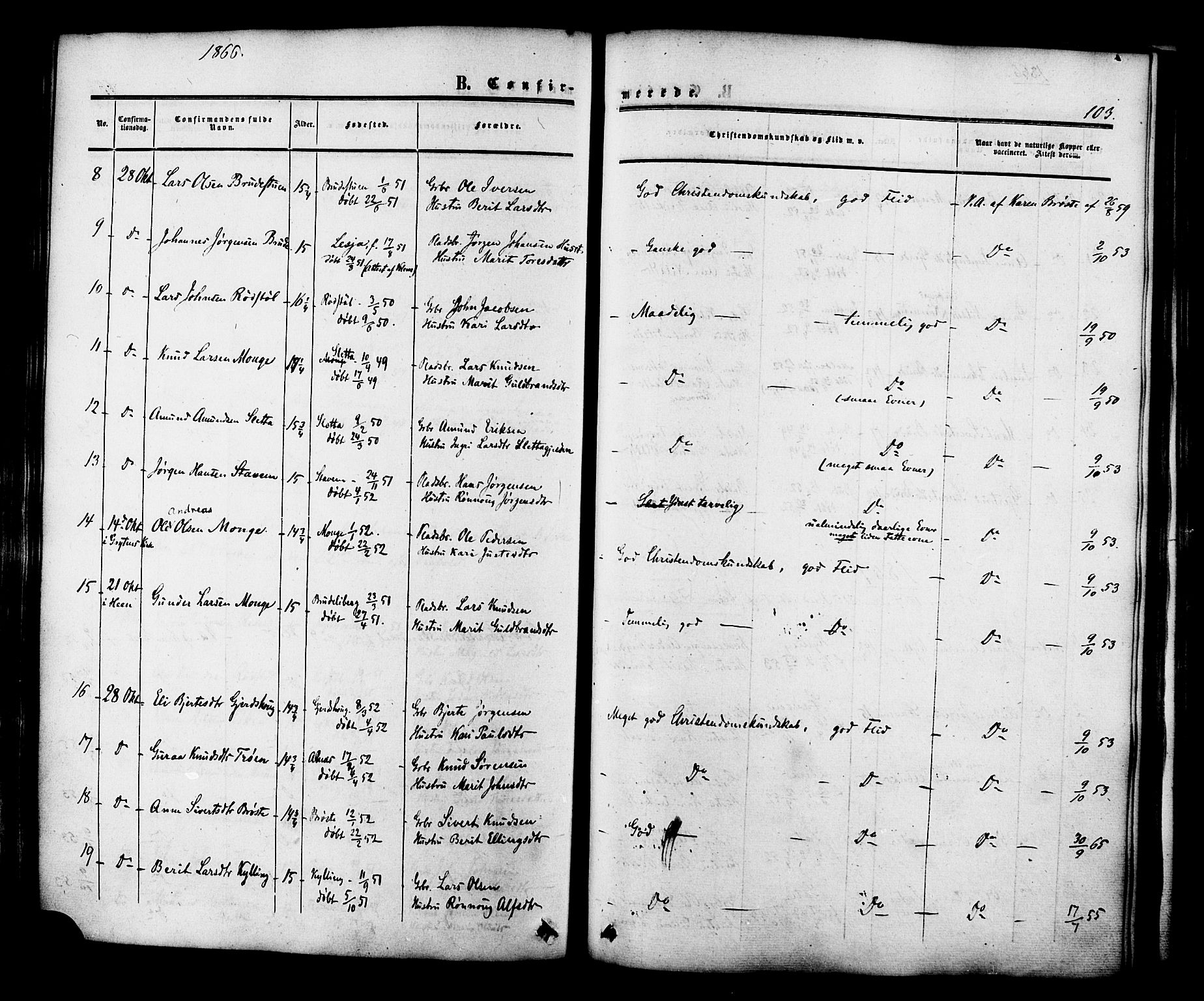 Ministerialprotokoller, klokkerbøker og fødselsregistre - Møre og Romsdal, SAT/A-1454/546/L0594: Ministerialbok nr. 546A02, 1854-1882, s. 103