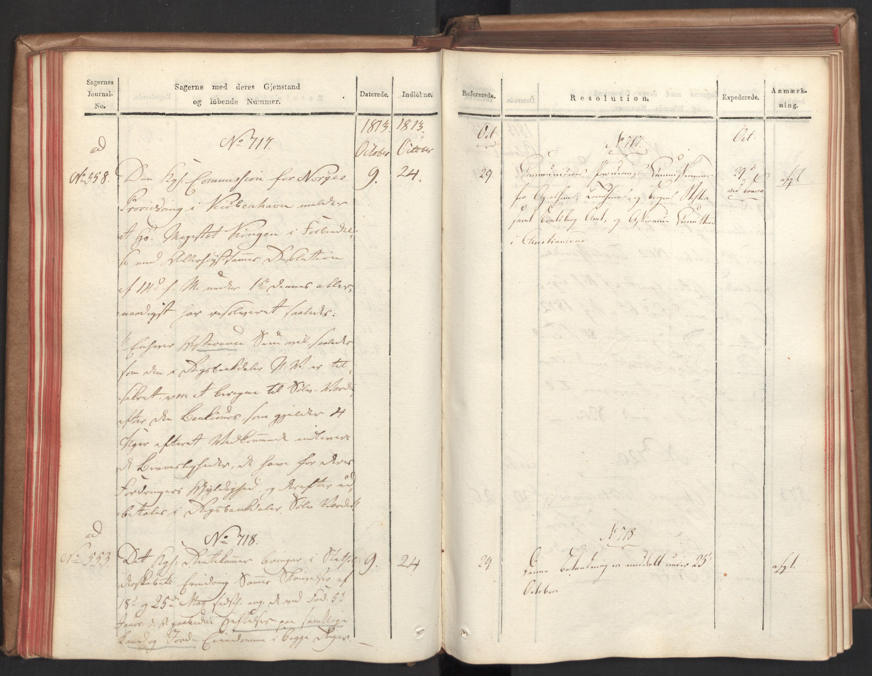 Stattholderembetet 1810-1814, 2. kontor (Kontor B), AV/RA-EA-5432/Aa/L0003: Kollegial referatprotokoll,  j.nr. 512-627,  l.nr. 640-786, 1813-1814, s. 55